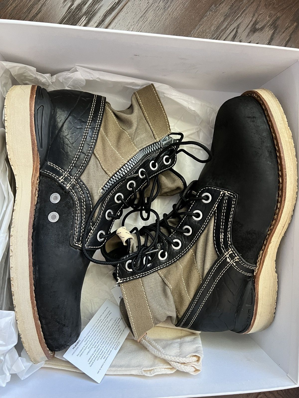 image of Visvim Contrary Dept Horsehide 7 Hole 73 Folk M9.5 Shoes in Black, Men's