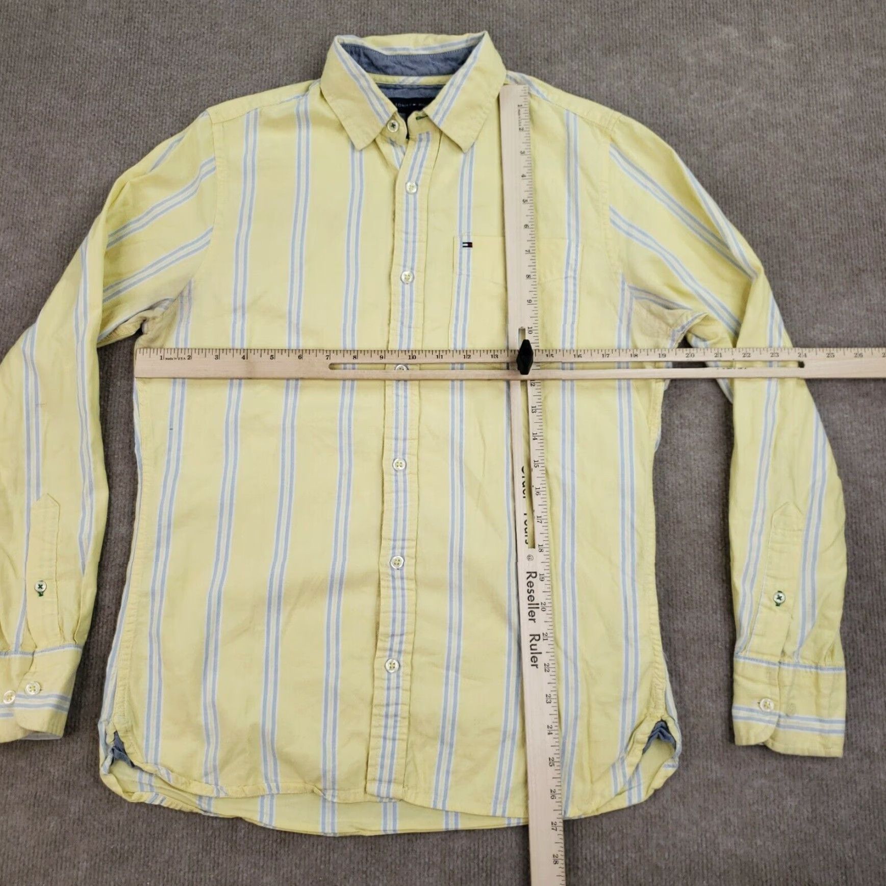 Tommy Hilfiger Tommy Hilfiger Button Down Long Sleeve Shirt Mens XS Yellow Blue Striped Cotton Casual Size US XS / EU 42 / 0 - 2 Thumbnail