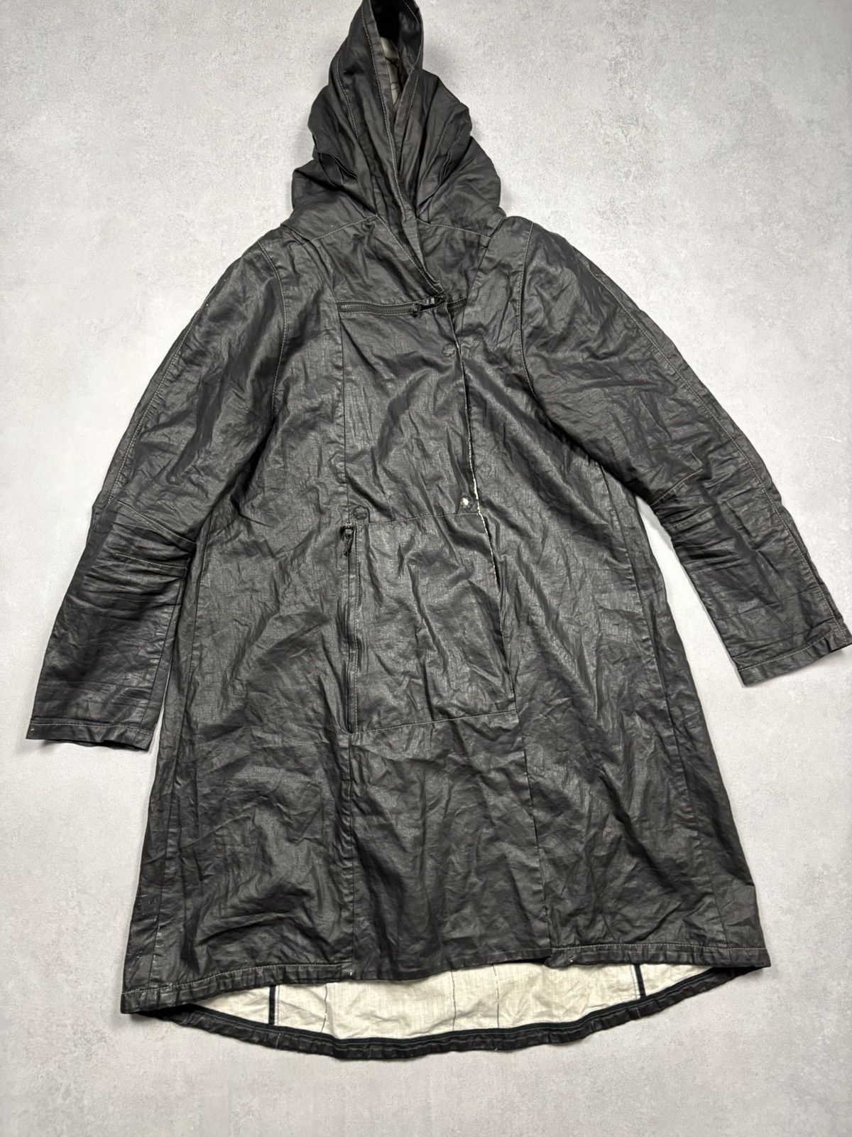Annette Gortz Annette Görtz Archive Hooded Linen Blend Coat Vintage 2000s Size XS / US 0-2 / IT 36-38 - 1 Thumbnail