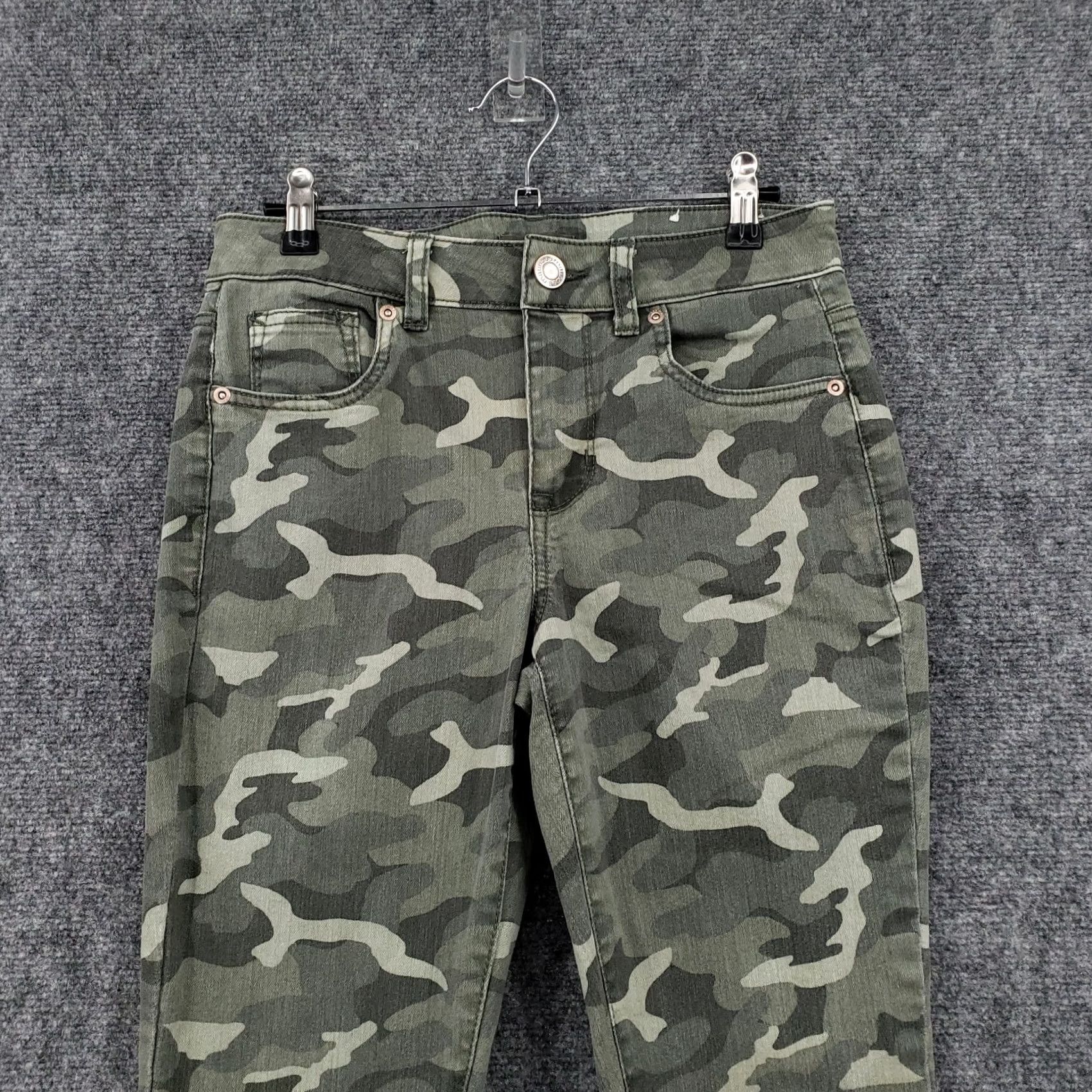 Vintage Maurices Jeans Womens S Small Mid-Rise Skinny Camouflage Green Denim Stretch Pockets 5-Pocket Regular Fit Jeans Mens? Size 28" / US 6 / IT 42 - 6 Thumbnail