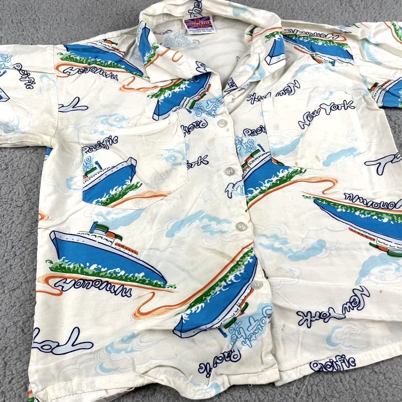 Vintage VTG Cherry Stix Ltd Button-Up Shirt XS White Travel Casual Womens Short Sleeve Collared Size XS / US 0-2 / IT 36-38 - 4 Thumbnail