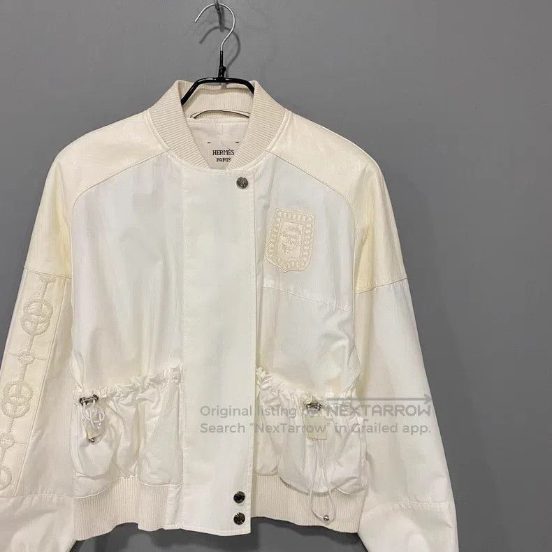 Hermes Hermes Off-white leather patch embroidery jacket Size XS / US 0-2 / IT 36-38 - 2 Thumbnail