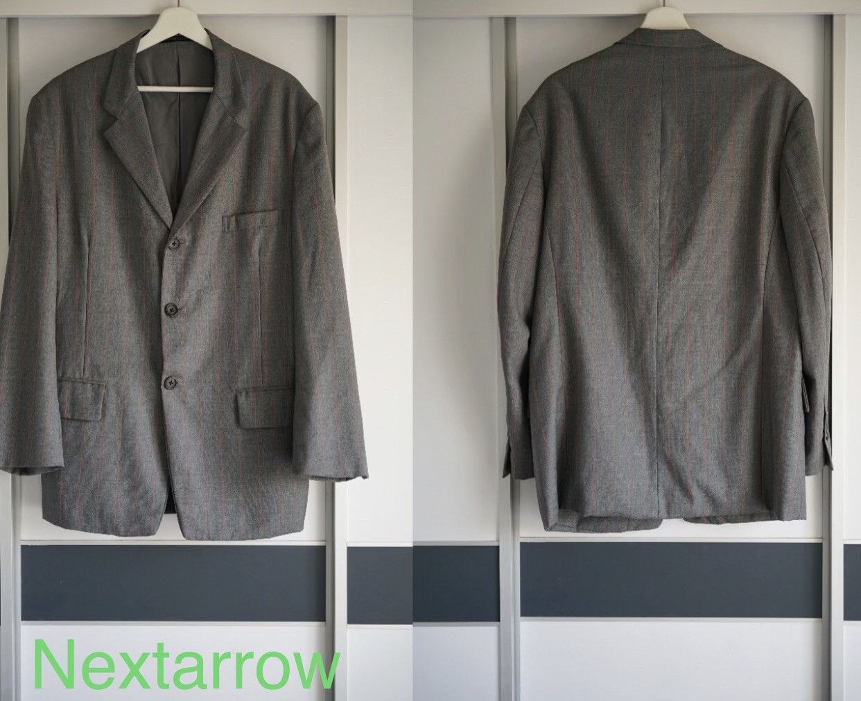 Yohji Yamamoto 95Aw Grey And Orange Striped Suit