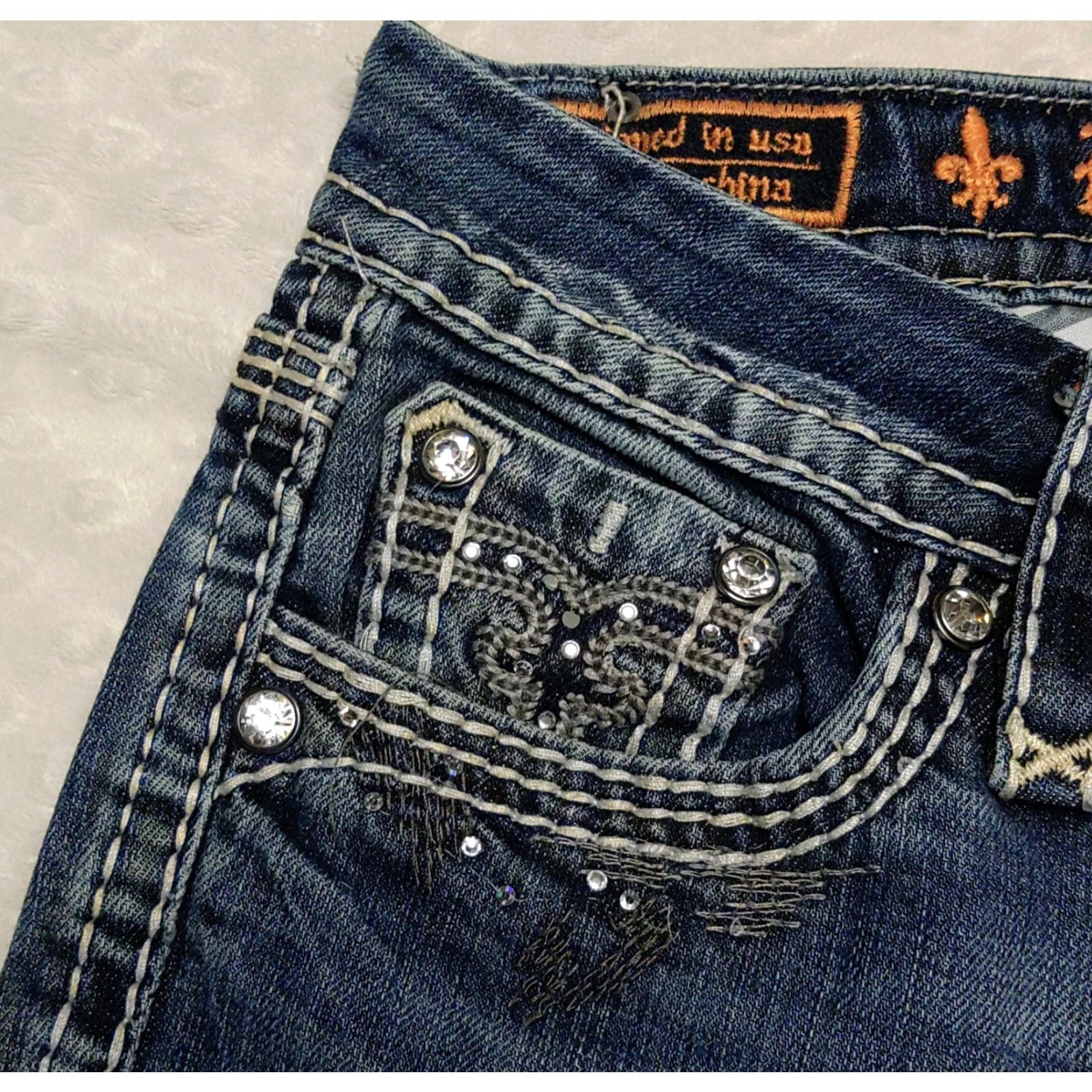 Vintage Rock Revival Jeans Kai Bootcut Womens 28x29 Dark Wash Low Rise Cowgirl Grunge Jeans Size 28" / US 6 / IT 42 - 5 Thumbnail