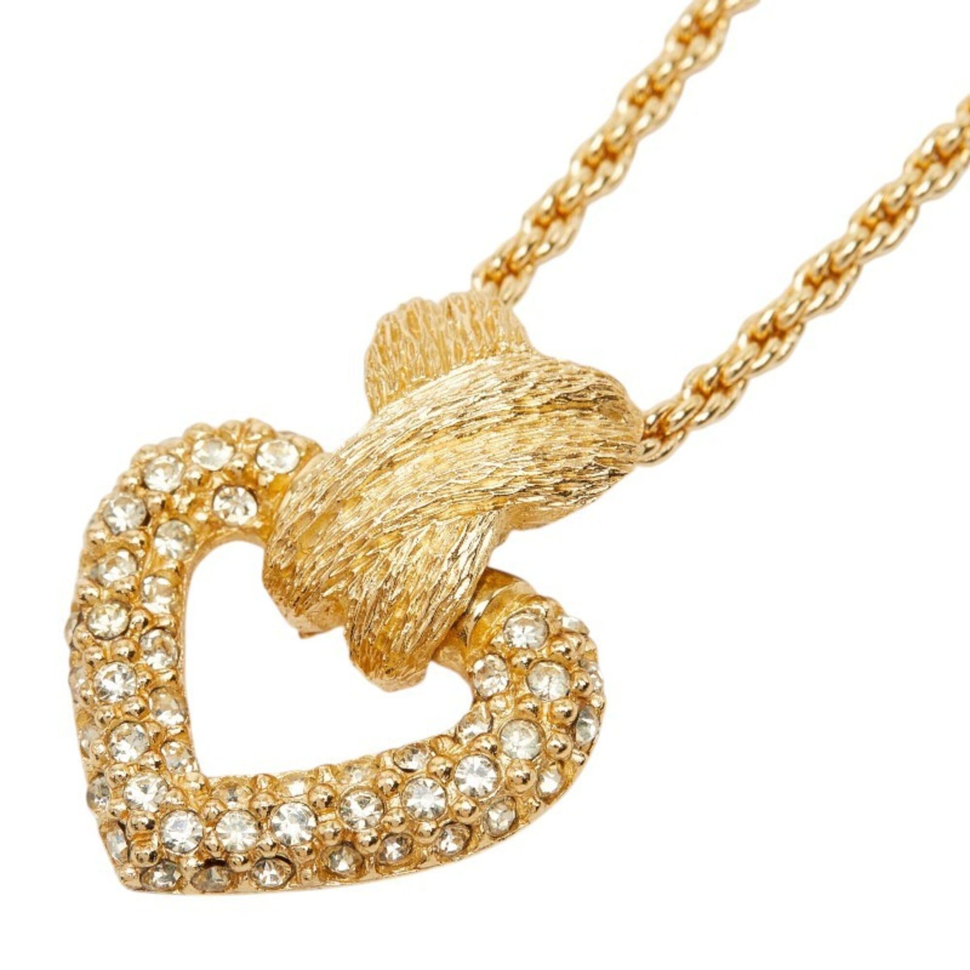 極美品✨Christian Dior Necklace Heart Dior Christian Dior Dior Heart Motif Pendant Necklace, Gold Plated