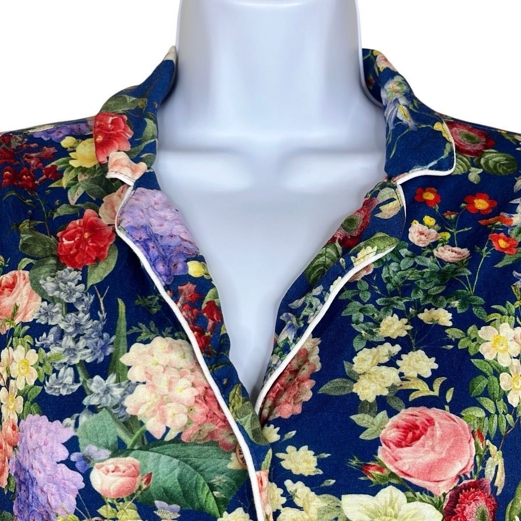 Other Posh Peanut Womens Small Blue Floral Button Down Bamboo Clas Size ONE SIZE - 2 Thumbnail