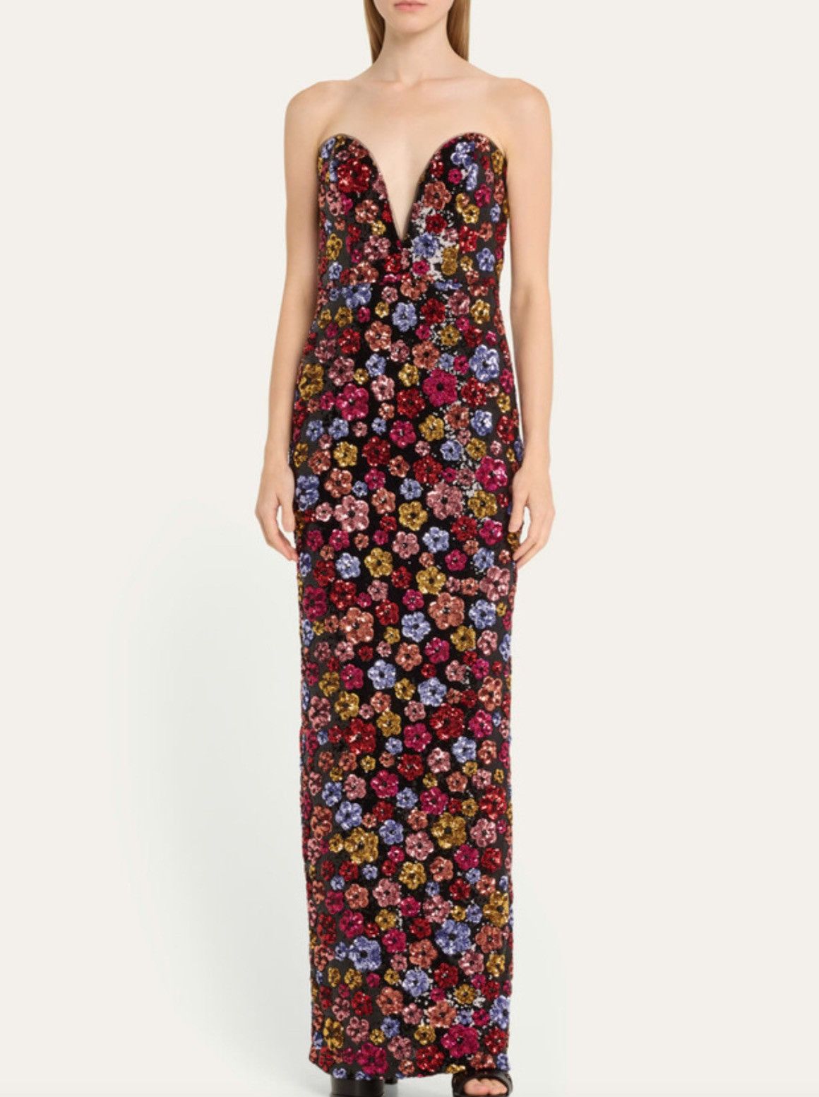 Marchesa Marchesa Notte Strapless Floral Sequin Column Gown size 6 Size M / US 6-8 / IT 42-44 - 2 Thumbnail