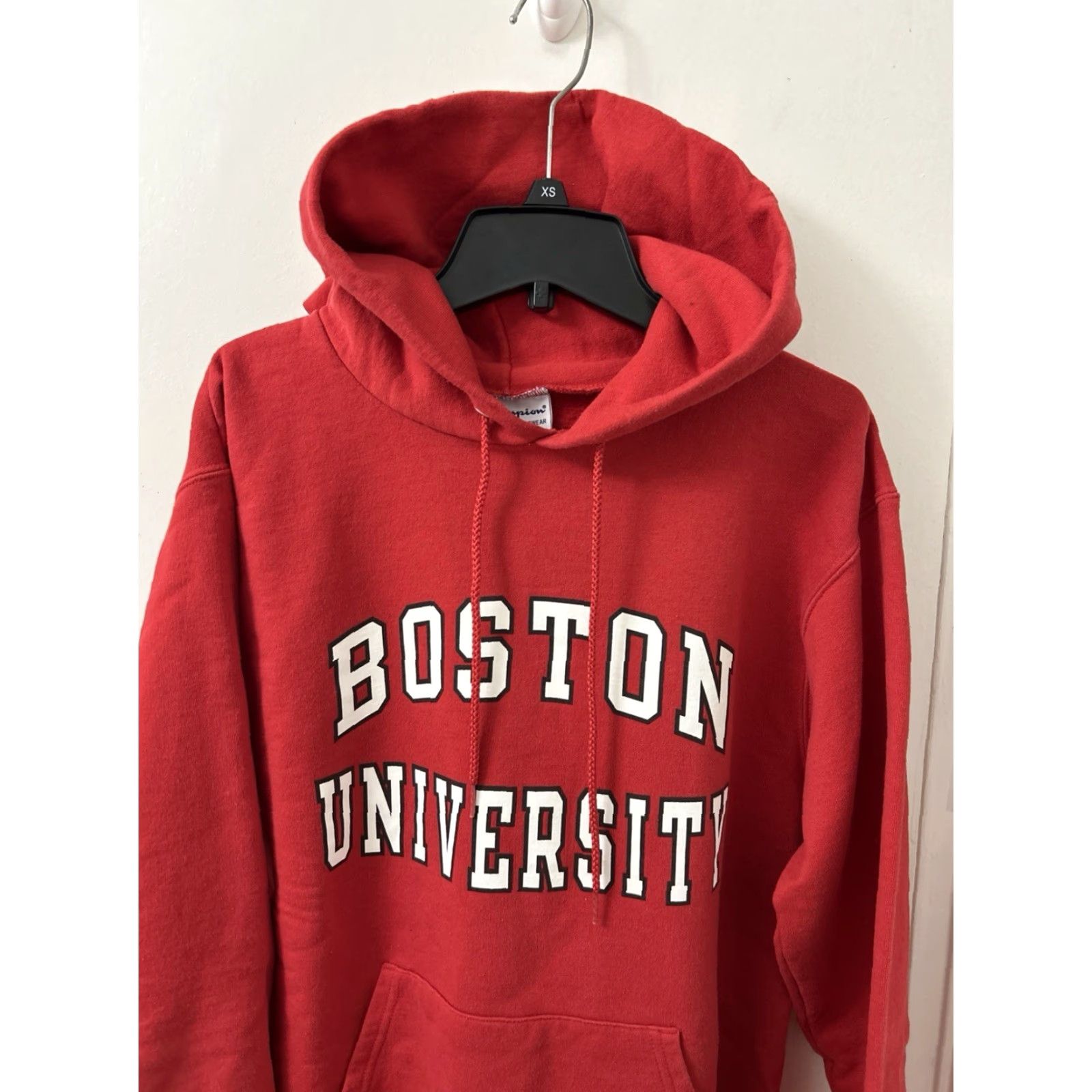 Champion Champion Hoodie Mens Small Red Boston University Pullover L/S Sweatshirt Kangaroo Pocket Graphic Print Hooded Crew Neck Football School Spirit Mens Size US S / EU 44-46 / 1 - 2 Thumbnail