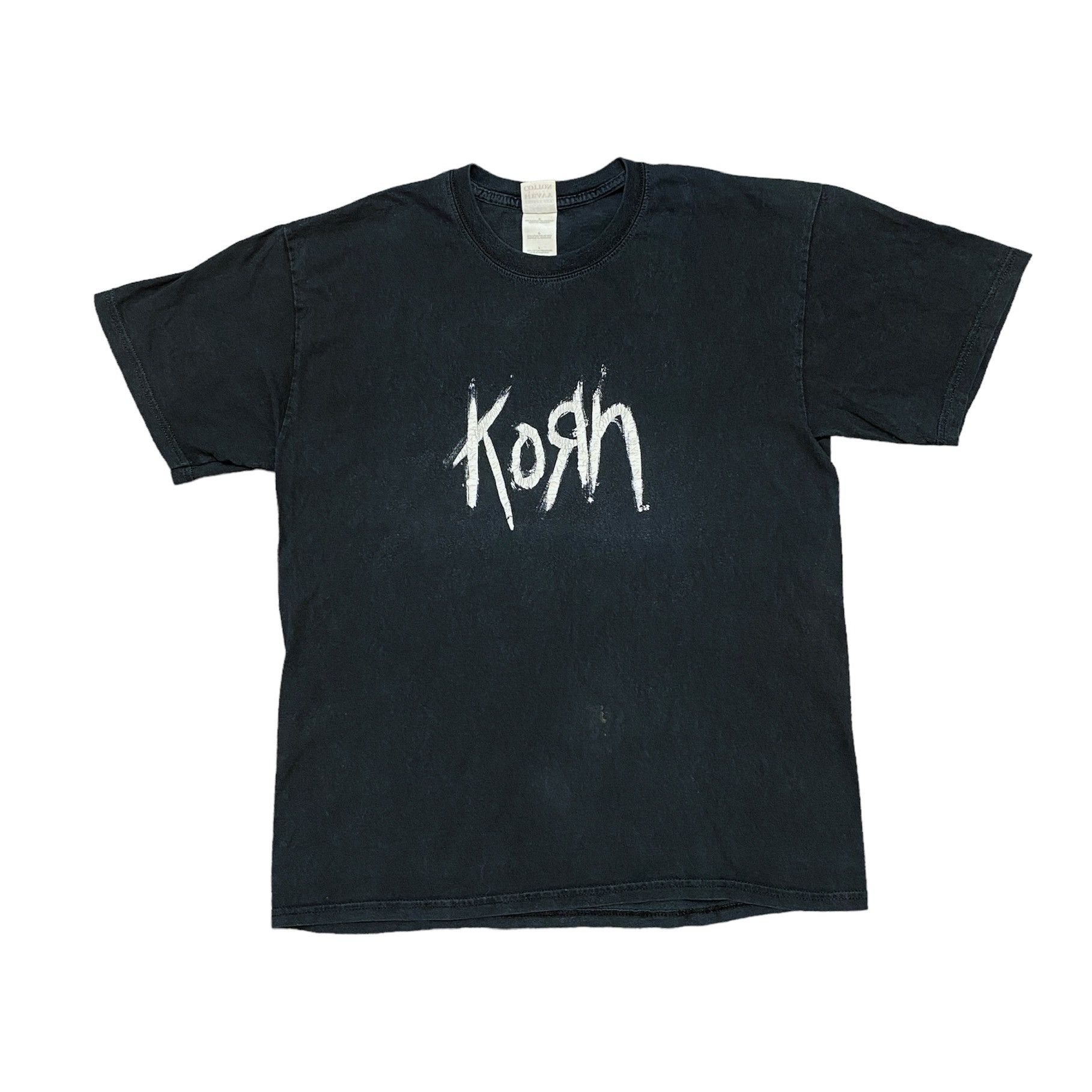 00'S Anvil KORN band T-shirt, men's size L cotton black type Vintage Second Hand