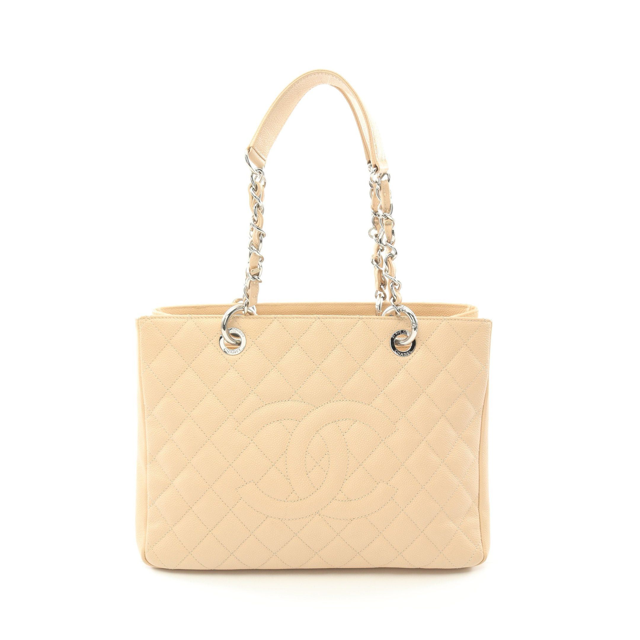 Chanel Chanel Matelasse Grand Shopping Gst Chain Shoulder Bag Tote Caviar Skin Beige Silver Hardware Size ONE SIZE - 1 Thumbnail