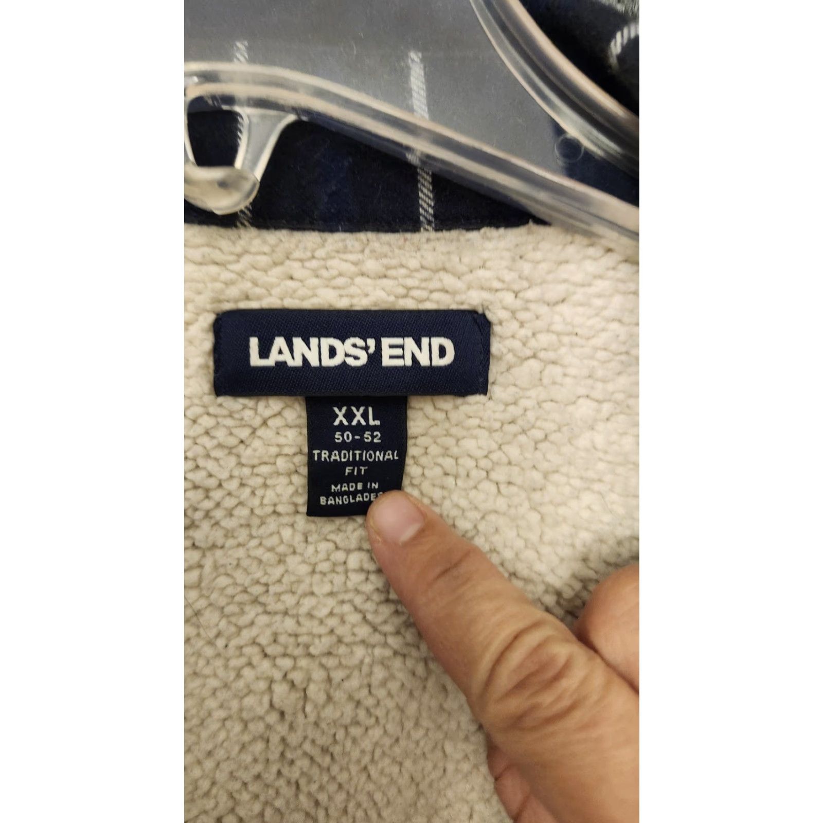 Lands' End Lands' End Jacket Mens 2XL Blue Plaid Flannel Sherpa Lined Shirt Jacket Warm Size US XXL / EU 58 / 5 - 2 Thumbnail