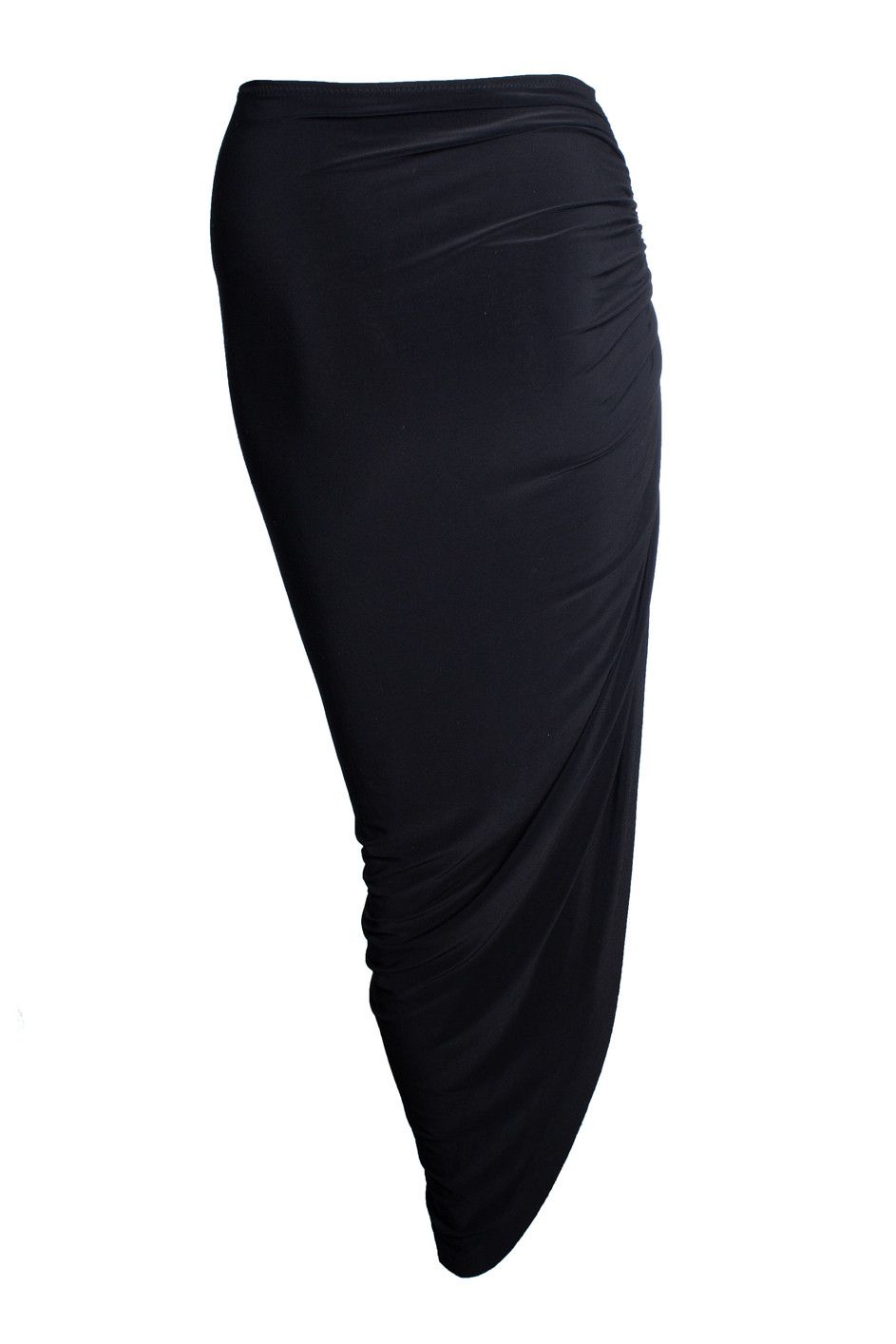 Norma Kamali Norma Kamali, Diana side drape long skirt in black Size 28" / US 6 / IT 42 - 2 Thumbnail