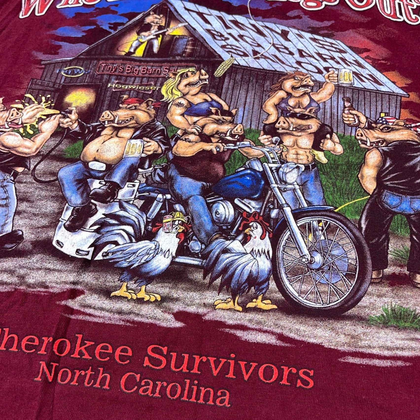 Jerzees Vintage Jerzees T-Shirt Men XL Red Graphic Print Biker Shirt 80s USA Logo Hardwearing Cotton Short Sleeve Crew Neck distressed style? Size US XL / EU 56 / 4 - 4 Thumbnail