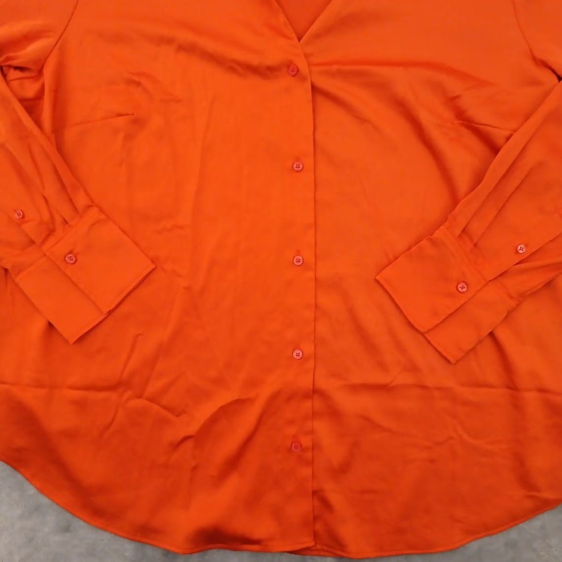 H&M H&M Shirt Womens XL Orange Satin Long Sleeve Button Up New Size XL / US 12-14 / IT 48-50 - 3 Thumbnail