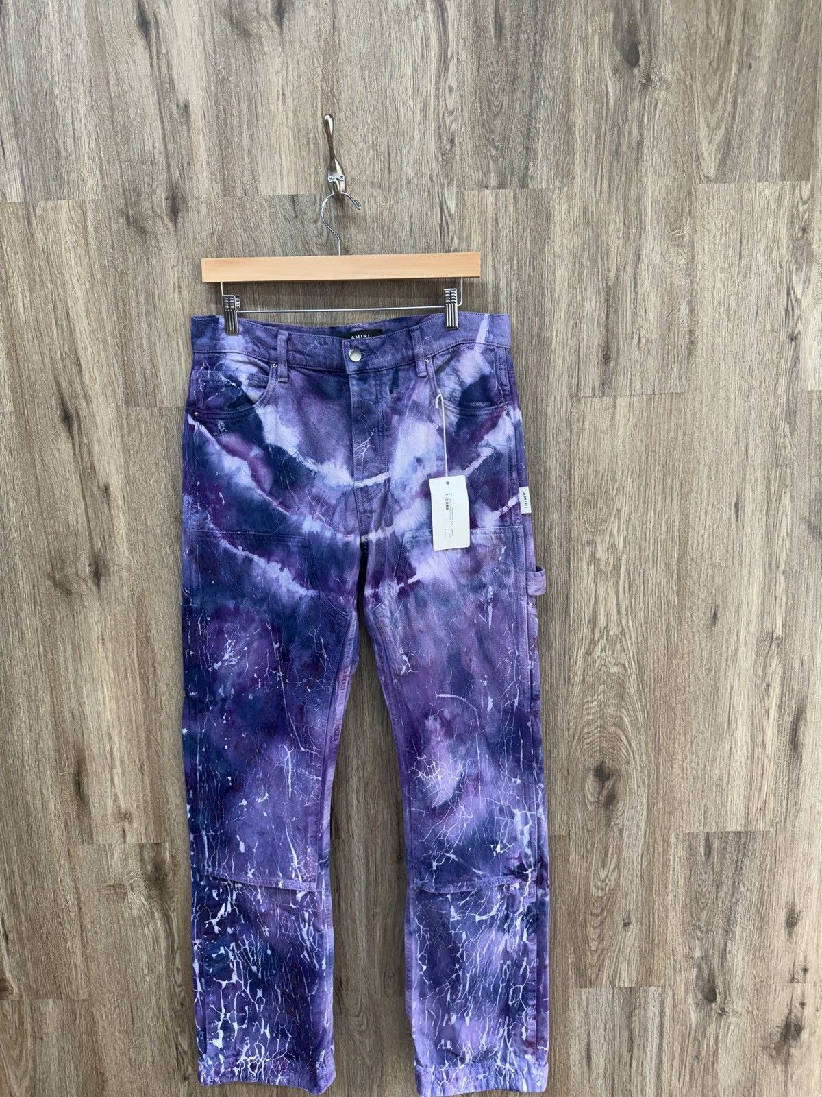 Amiri Cracked Tye Dye Denim Jeans