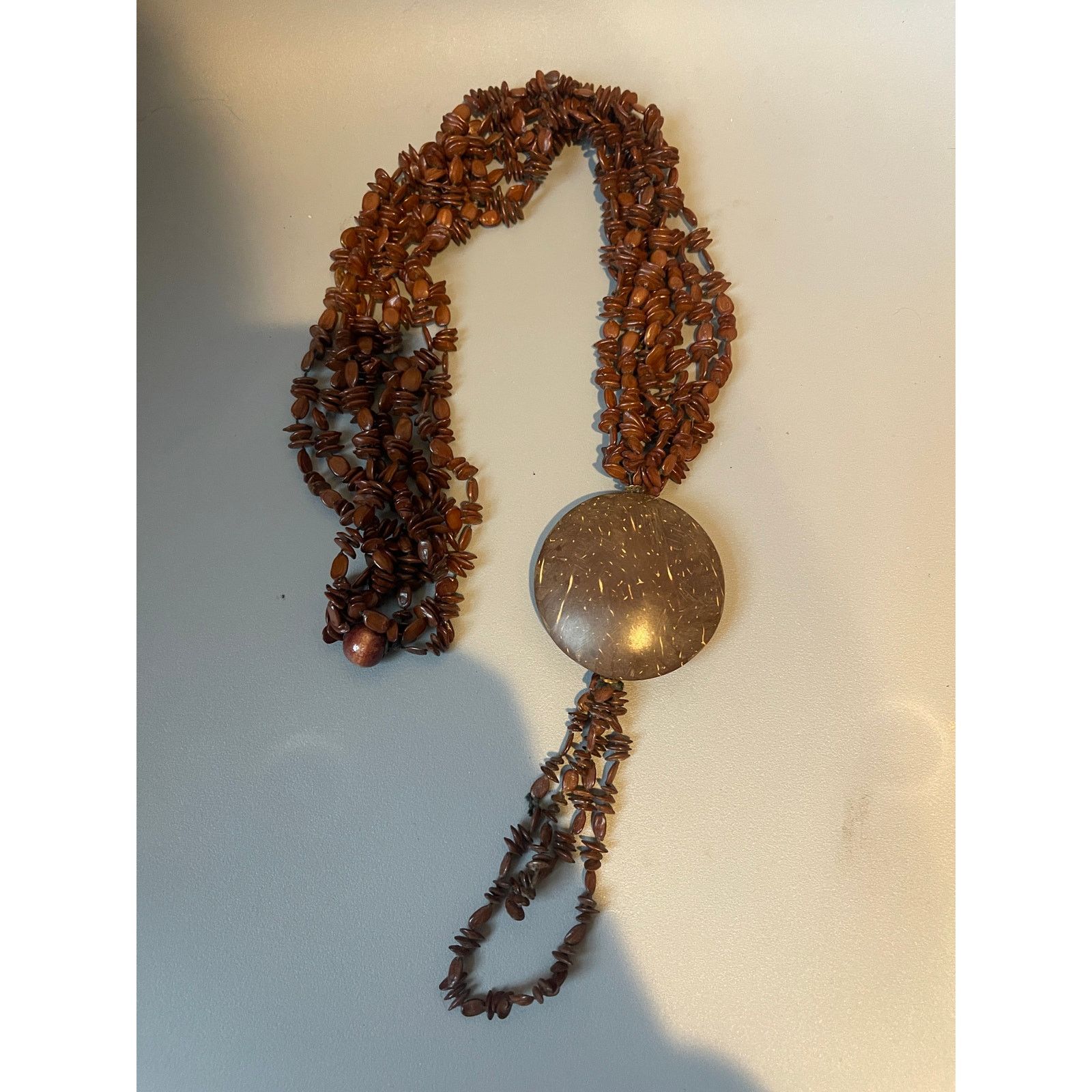 Jewelry × Vintage 1980s Brown Tagua Wood Coconut Shell Vintage Necklace Size ONE SIZE - 1 Thumbnail