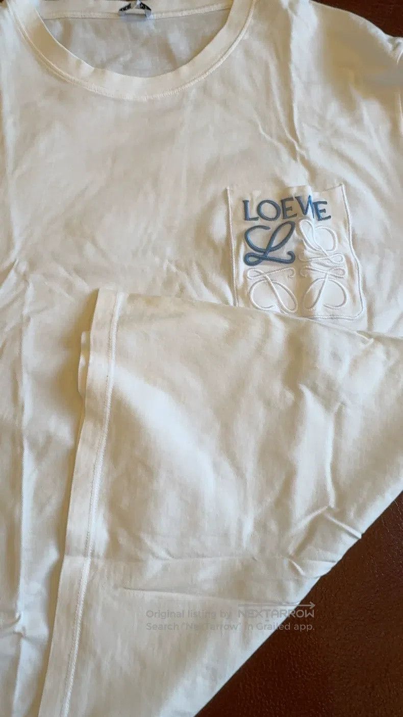 Loewe Loewe White short-sleeve T-shirt with blue embroidered log Size US L / EU 52-54 / 3 - 2 Thumbnail