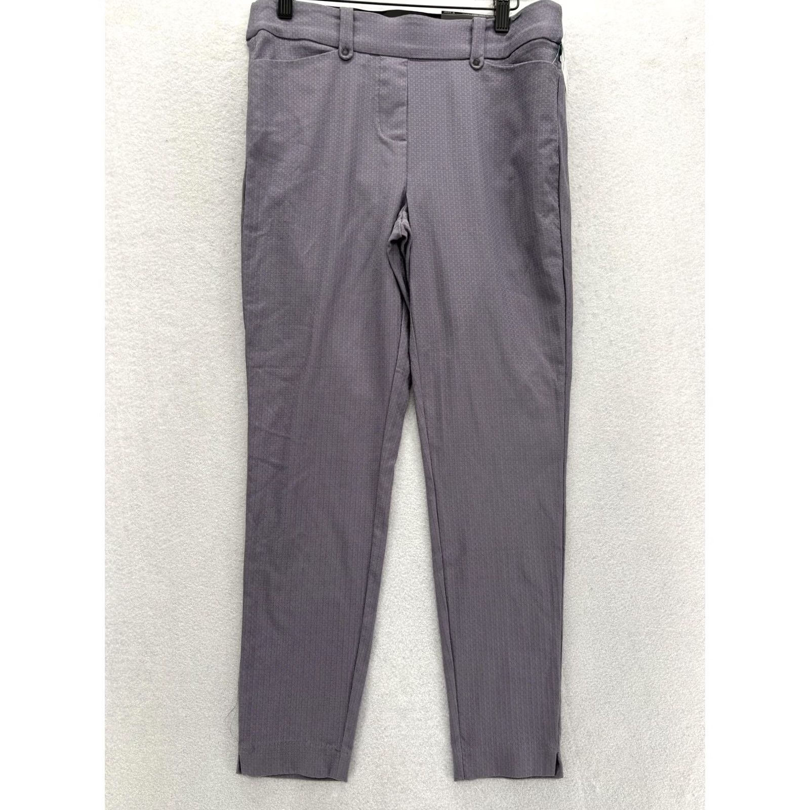 Vintage Maurices Pull On Ankle Pants Womens Medium Gray Herringbone Slim Twill Elastic Waist Pockets 26in Inseam Size 32" / US 10 / IT 46 - 2 Thumbnail