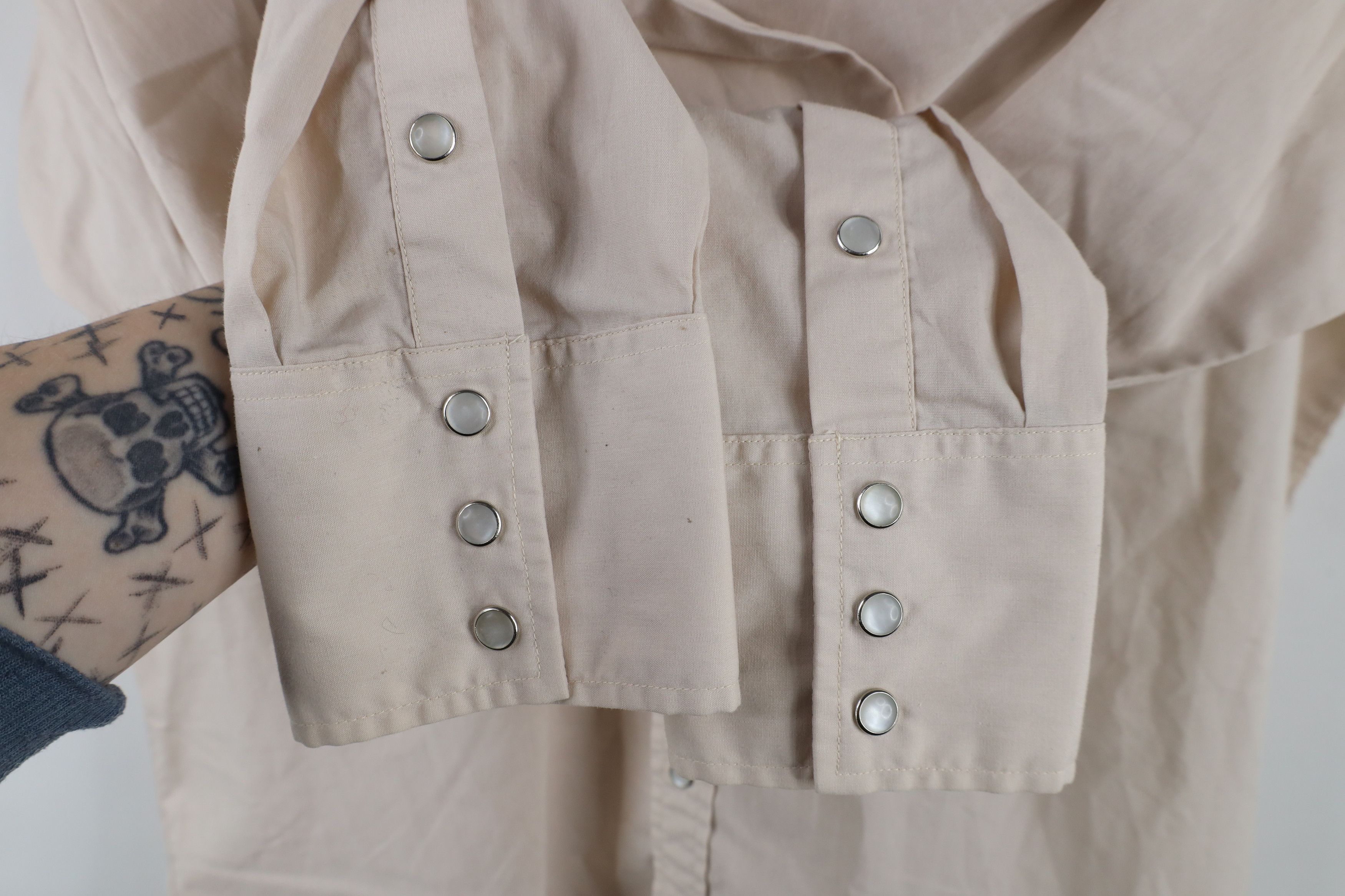 Vintage Vintage 70s Rockabilly Snap Button Western Rodeo Shirt Beige Size US M / EU 48-50 / 2 - 4 Thumbnail