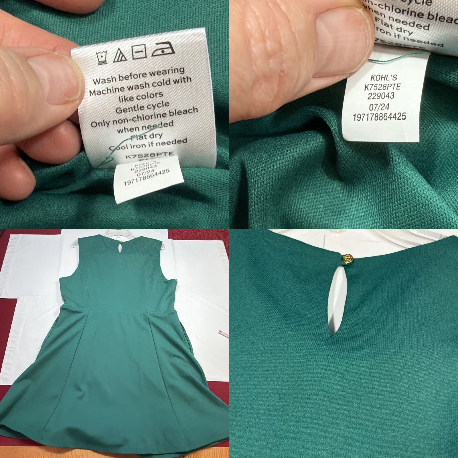 Vintage Draper James XL Green Sleeveless Velvet BLACK BOW TIE Ponte Dress pockets Flared Size XL / US 12-14 / IT 48-50 - 9 Thumbnail