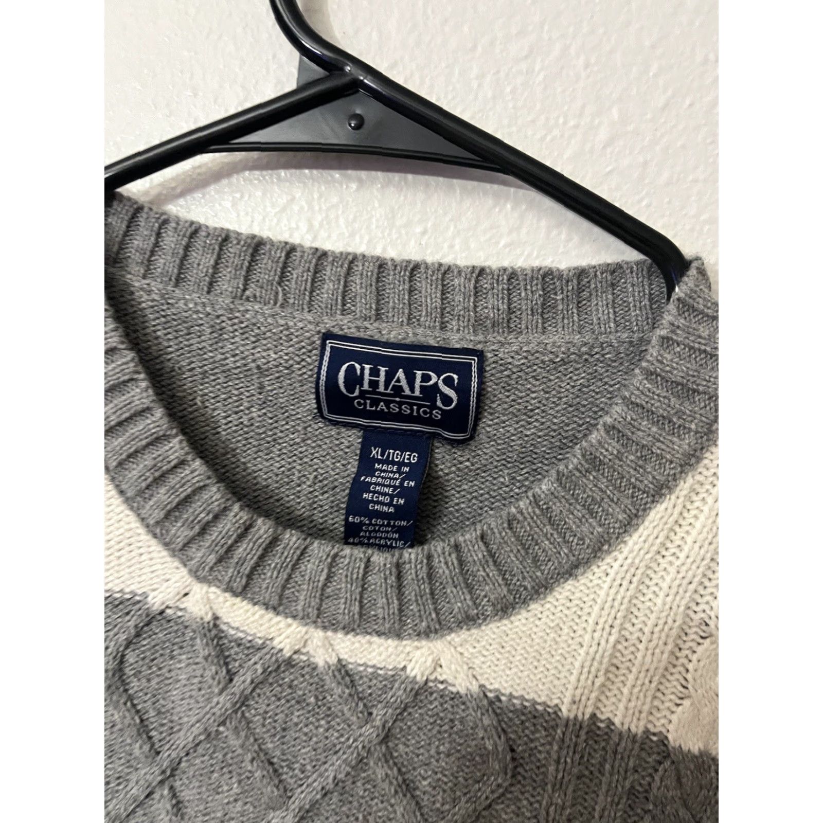 Chaps VINTAGE Chaps Crew Neck Sweater Shirt XL Gray Cream Stripes Mens Size US XL / EU 56 / 4 - 3 Thumbnail