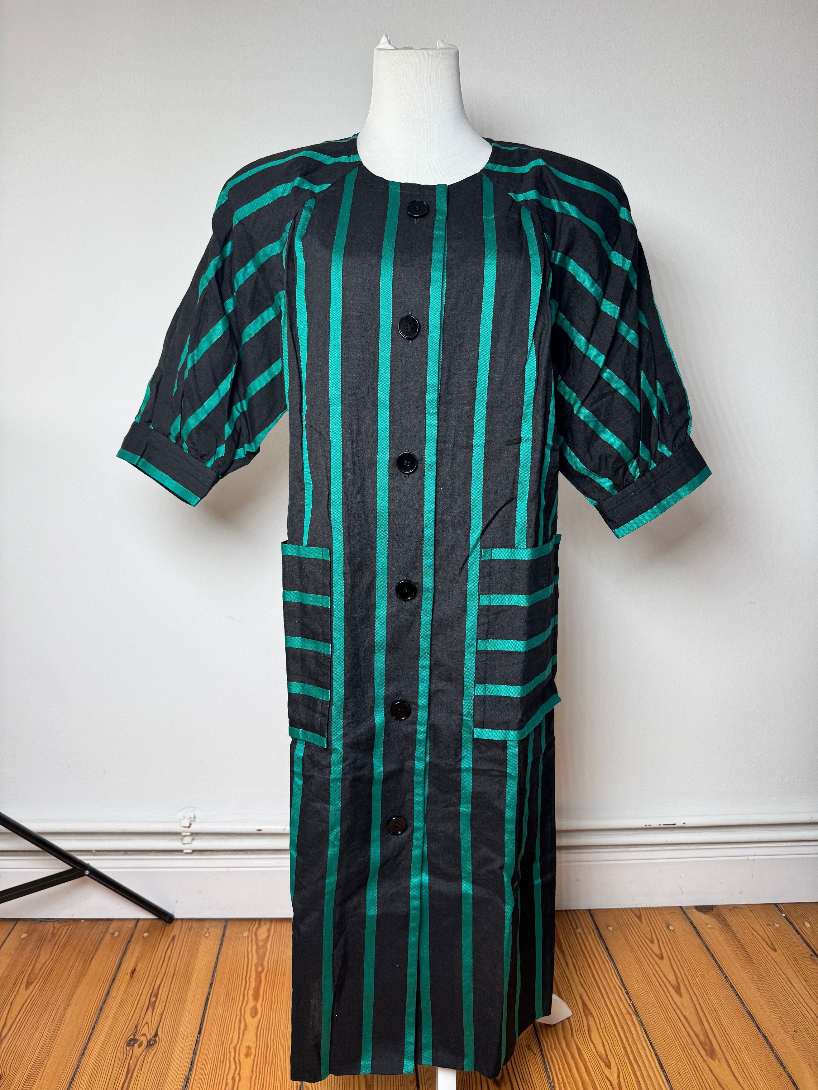 Givenchy Vintage striped Sress Green Black Size L / US 10 / IT 46 - 1 Thumbnail
