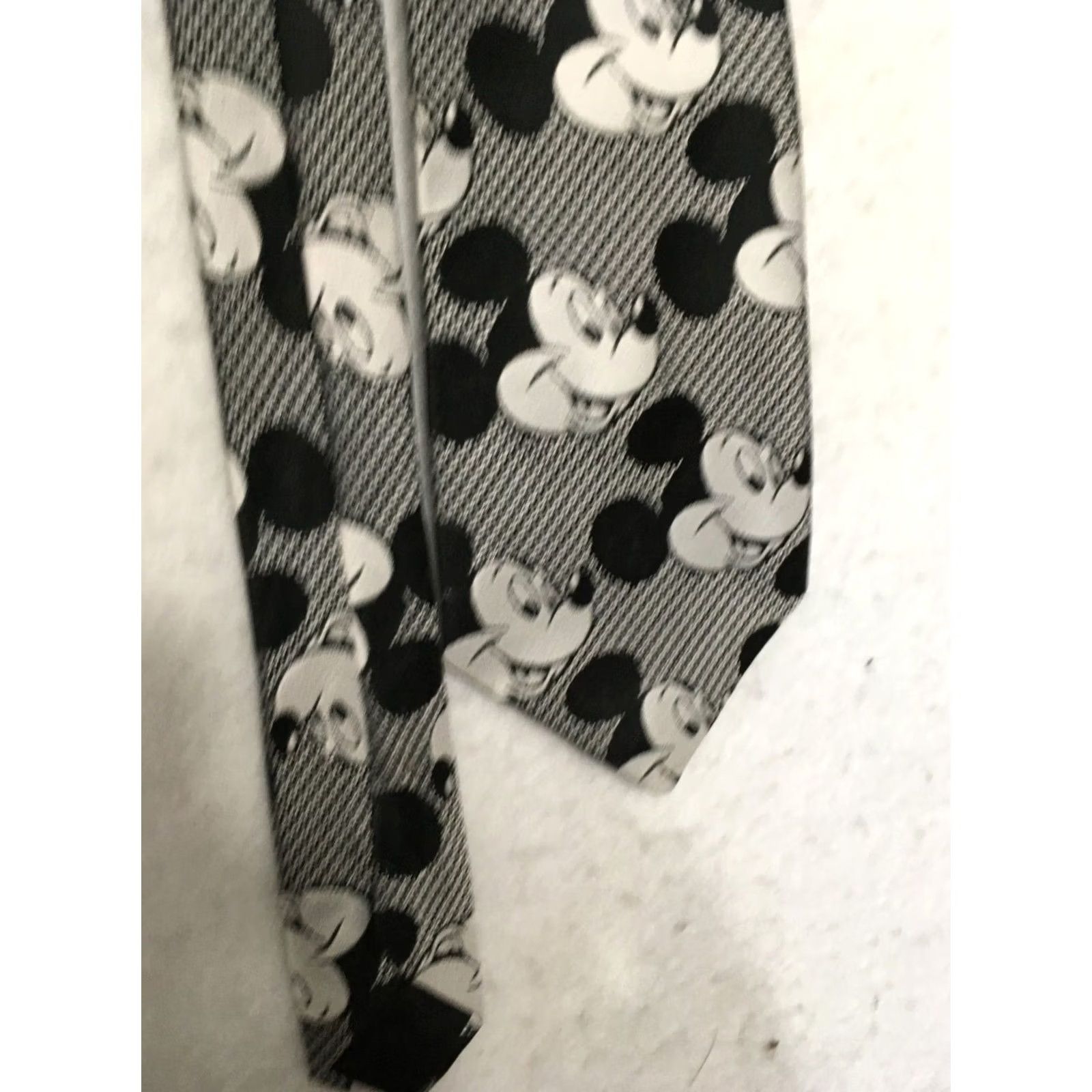 Vintage Disney Mickey Mouse Tie black white polysilk 3.5 Size ONE SIZE - 2 Thumbnail