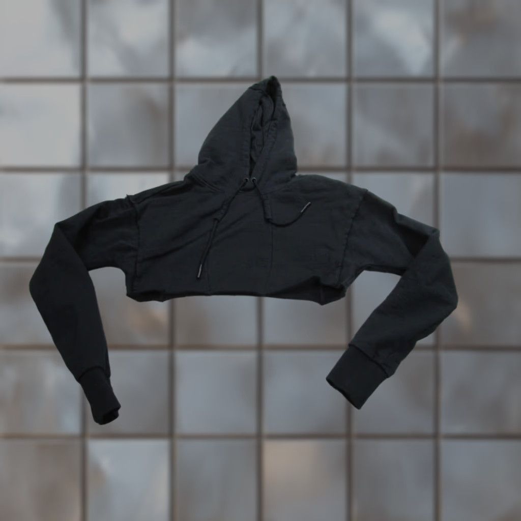 Gymshark Gymshark Hoodie Womens XS Cropped Black Cut Off Raw Hem Pullover Shark Fitness Size XS / US 0-2 / IT 36-38 - 1 Thumbnail