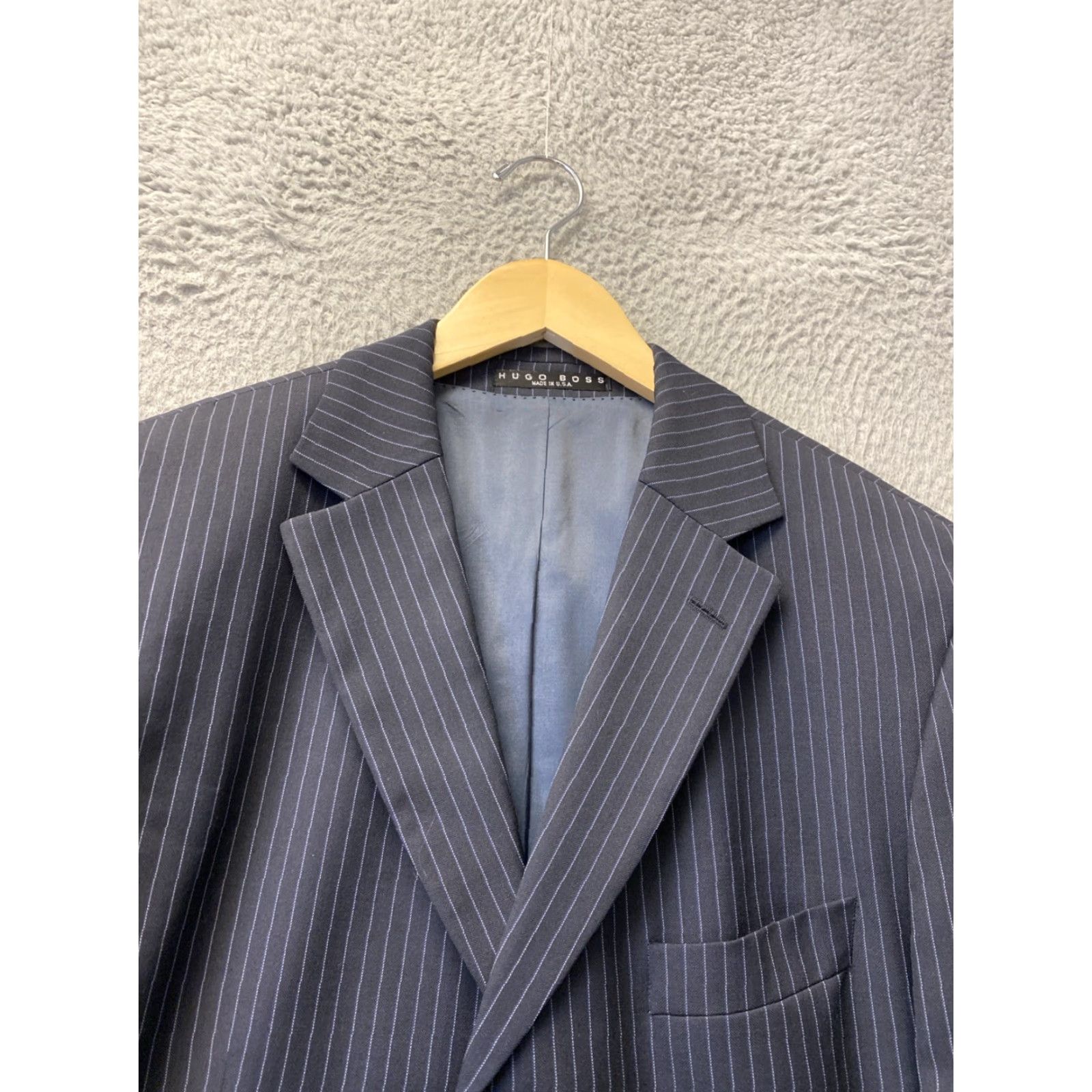Hugo Boss VINTAGE Hugo Boss Wool Blazer Jacket 42R Men Navy Striped Slim Fit Double-Vented 90s Business Casual Size 42R - 3 Thumbnail