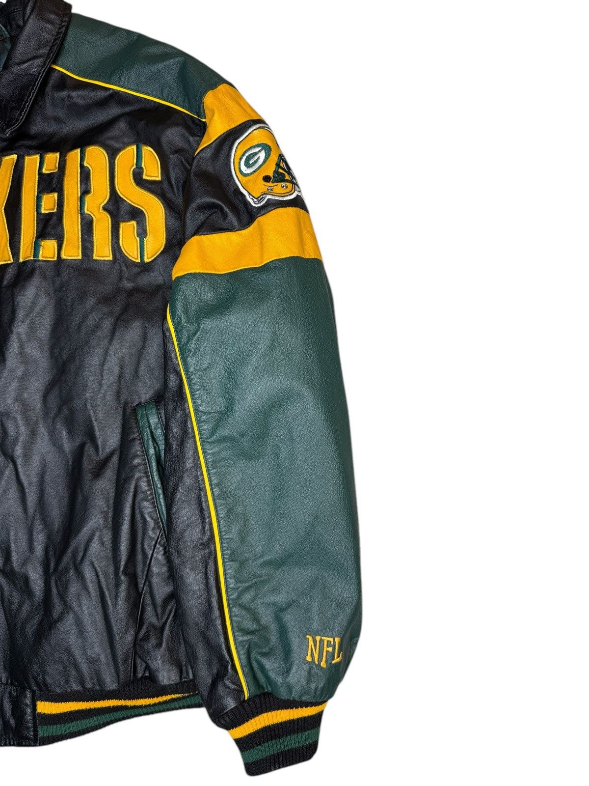 NFL × Vintage Vintage Green Bay Packers NFL Leather Jacket Size US XXL / EU 58 / 5 - 3 Thumbnail