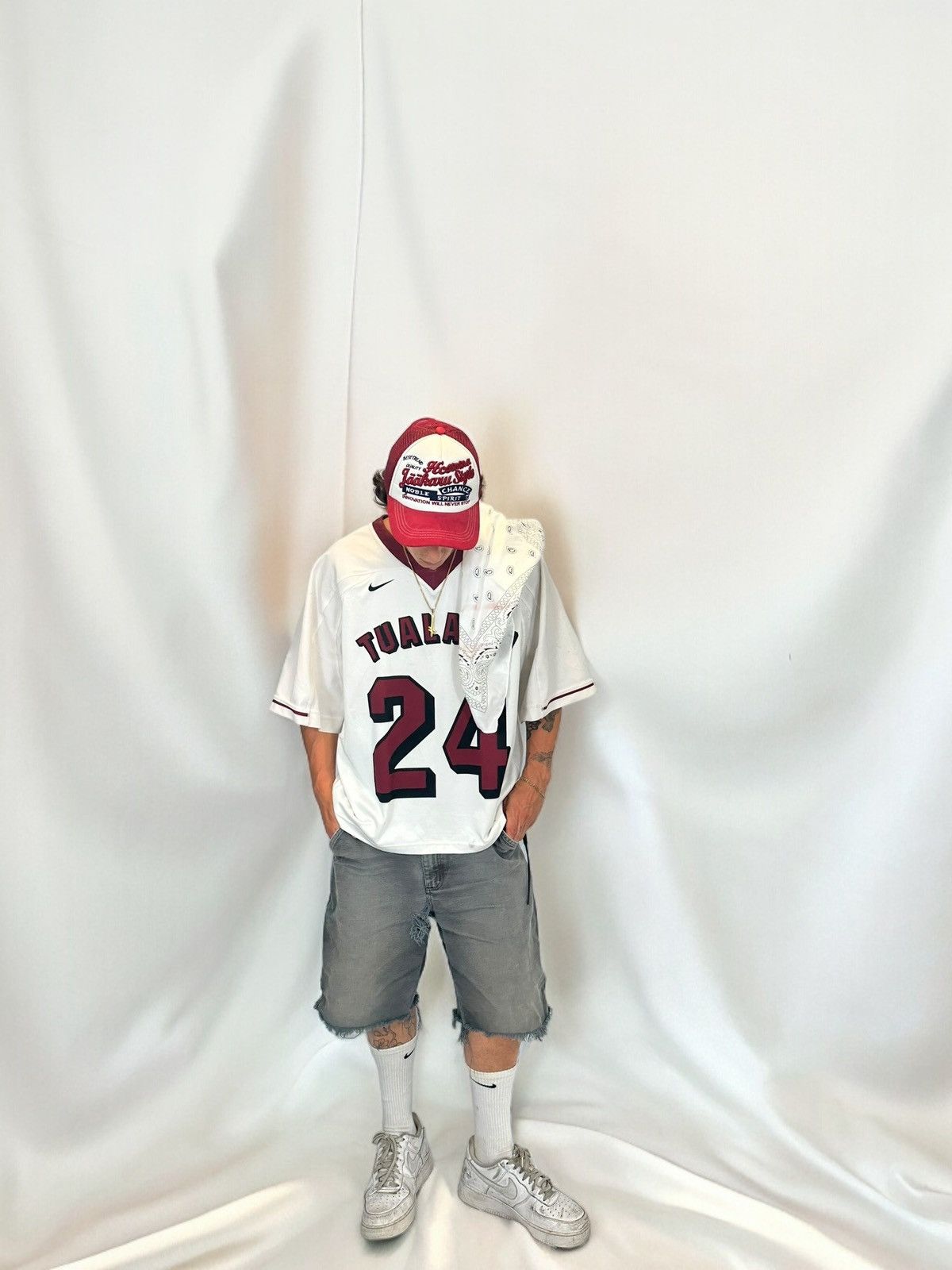 Nike × Vintage Vintage Distressed Cropped Nike Football Jersey Size US XL / EU 56 / 4 - 8 Thumbnail