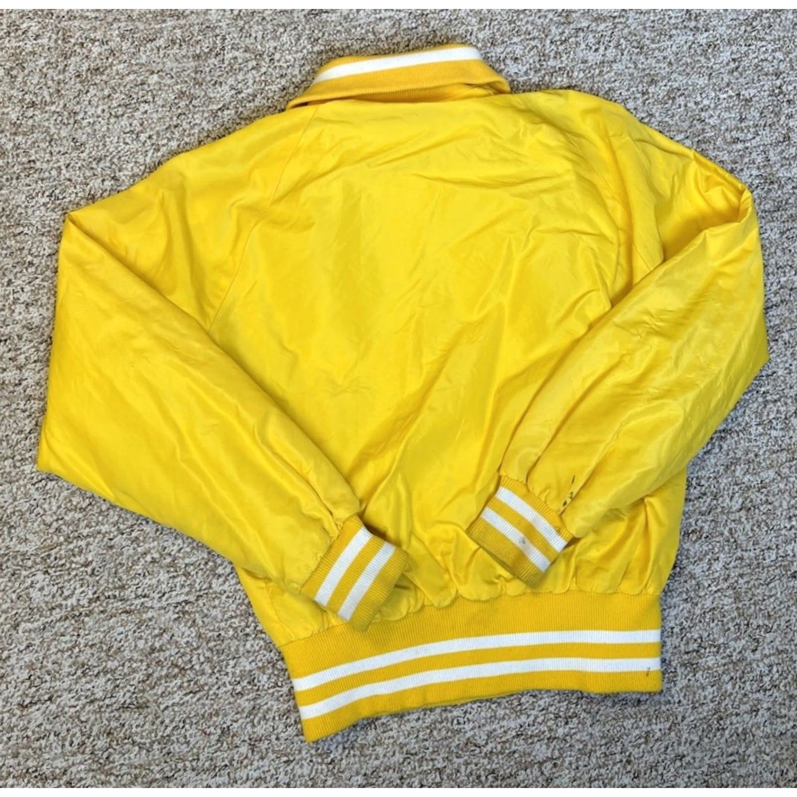 Dunbrooke VTG Dunbrooke Satin Bomber Jacket Yellow Nylon Pla-Jac Greek Life Size M Regular Mens 40-M-42 USA Fraternity Sorority Vintage Bomber Jacket Size US M / EU 48-50 / 2 - 6 Thumbnail