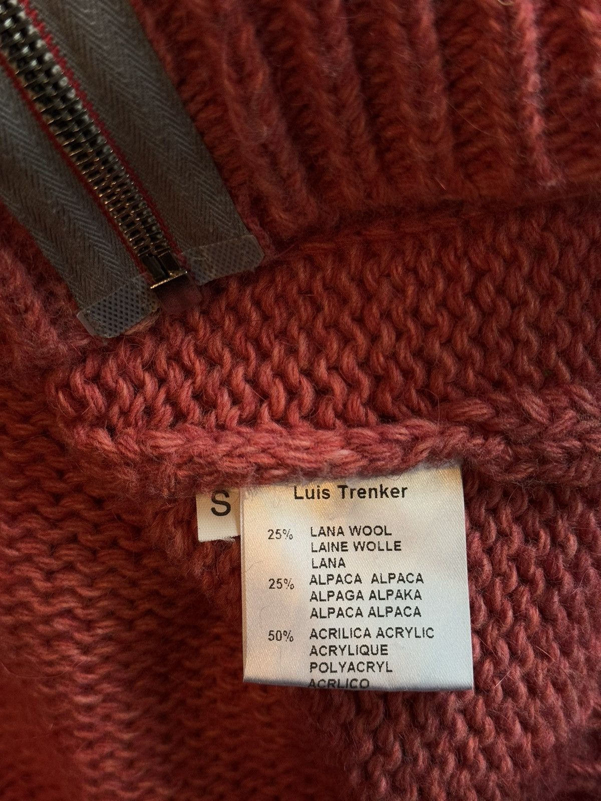 Designer Luis Trenker alpaca wool blend pink zip sweater Size S / US 4 / IT 40 - 7 Thumbnail