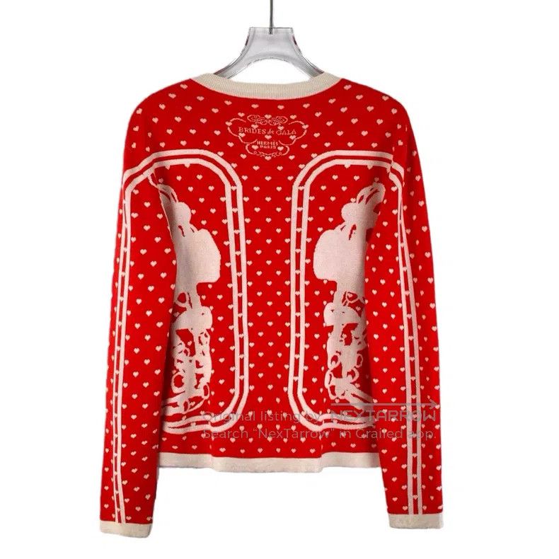 Hermes Hermes Red Cashmere Heart Shape Collar Single-breasted Lon Size XXS / US 00 / IT 34 - 2 Thumbnail