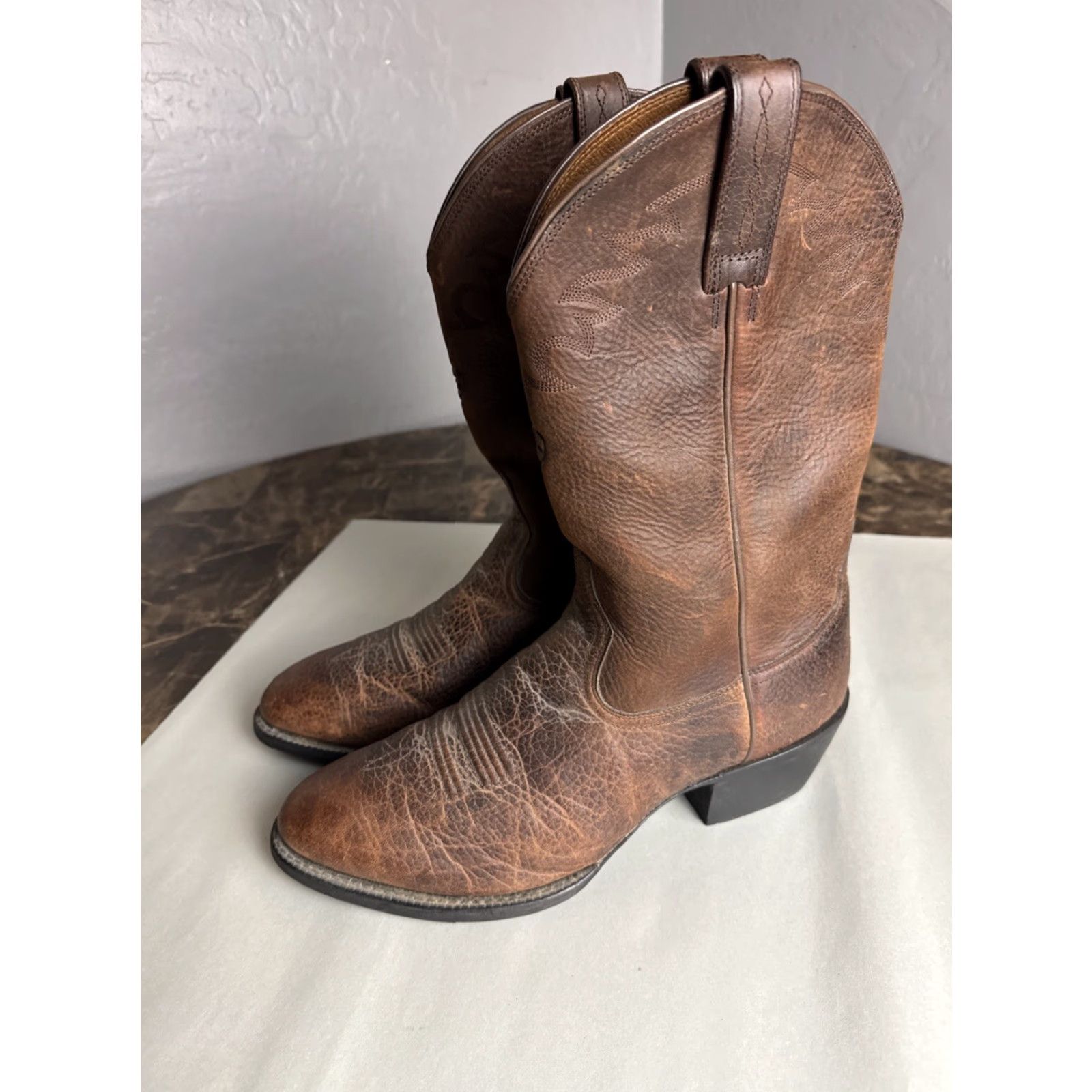 Ariat Ariat 34624 Brown Leather Cowboy Western Boots Mens Sz 10.5 EUC Leather Upper Outsole Western Style Cowboy Theme 1990s? Size US 11 / EU 44 - 7 Thumbnail