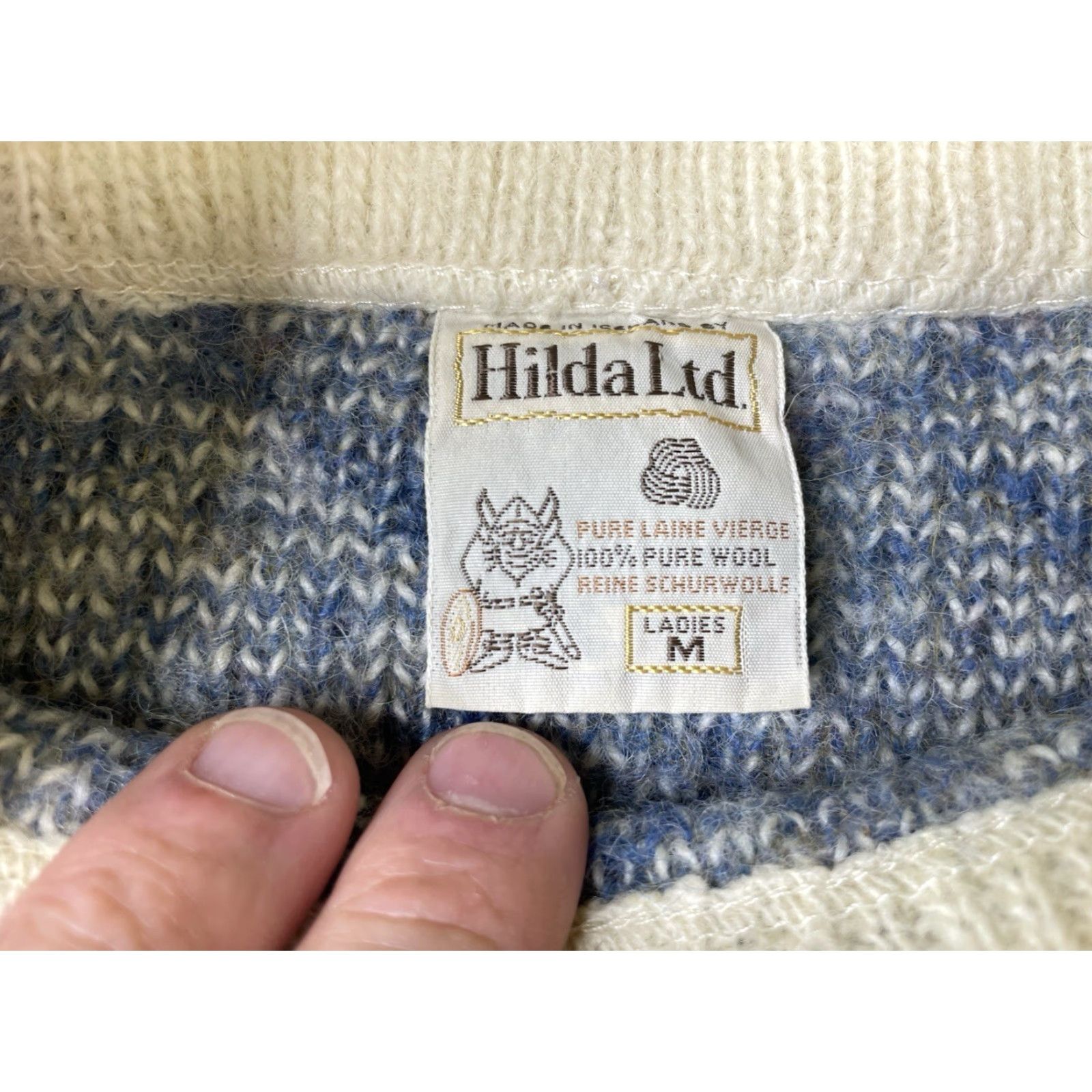 Vintage Hilda Ltd Sweater Shirt Womens Wool 100% Blue White Snowflake Iceland Winter Long Sleeve Turtleneck Pullover Casual Regular M Adult Womens Size M / US 6-8 / IT 42-44 - 3 Thumbnail