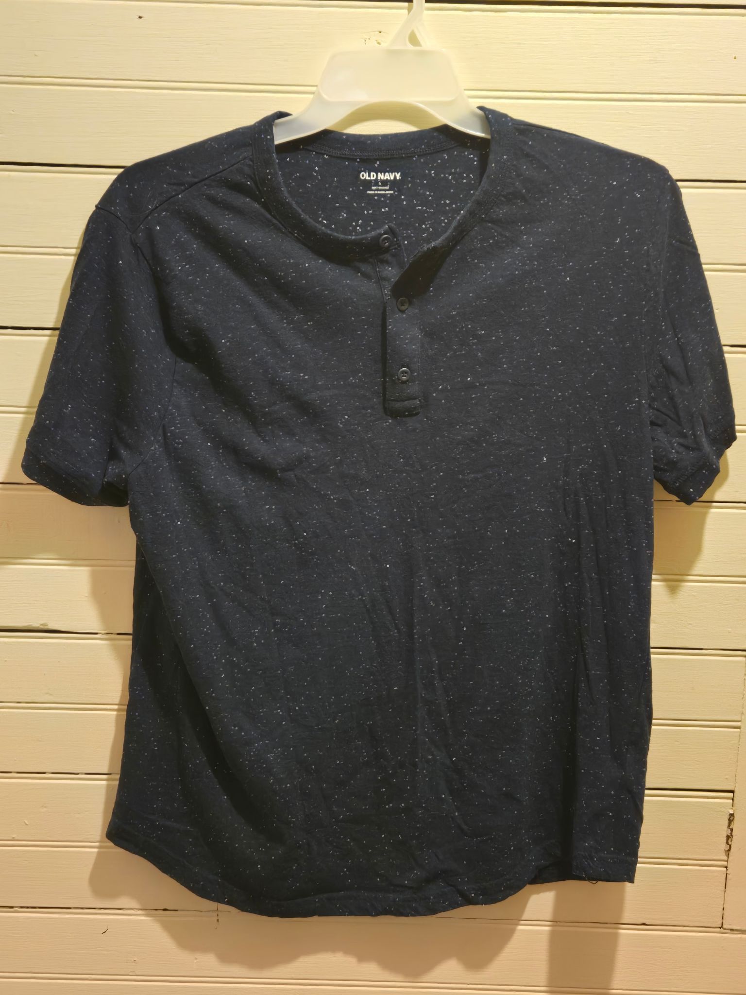 Old Navy Old Navy T-Shirt Mens L Navy Speckled Henley Short Sleeve Size US L / EU 52-54 / 3 - 1 Thumbnail