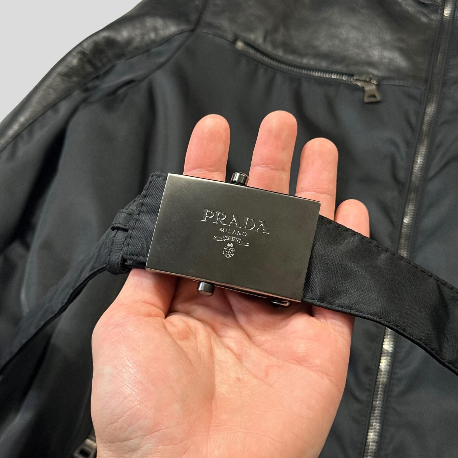Prada Prada Milano 2011 Gabardine Nylon Leather Jacket + Belt - M Size US M / EU 48-50 / 2 - 2 Thumbnail