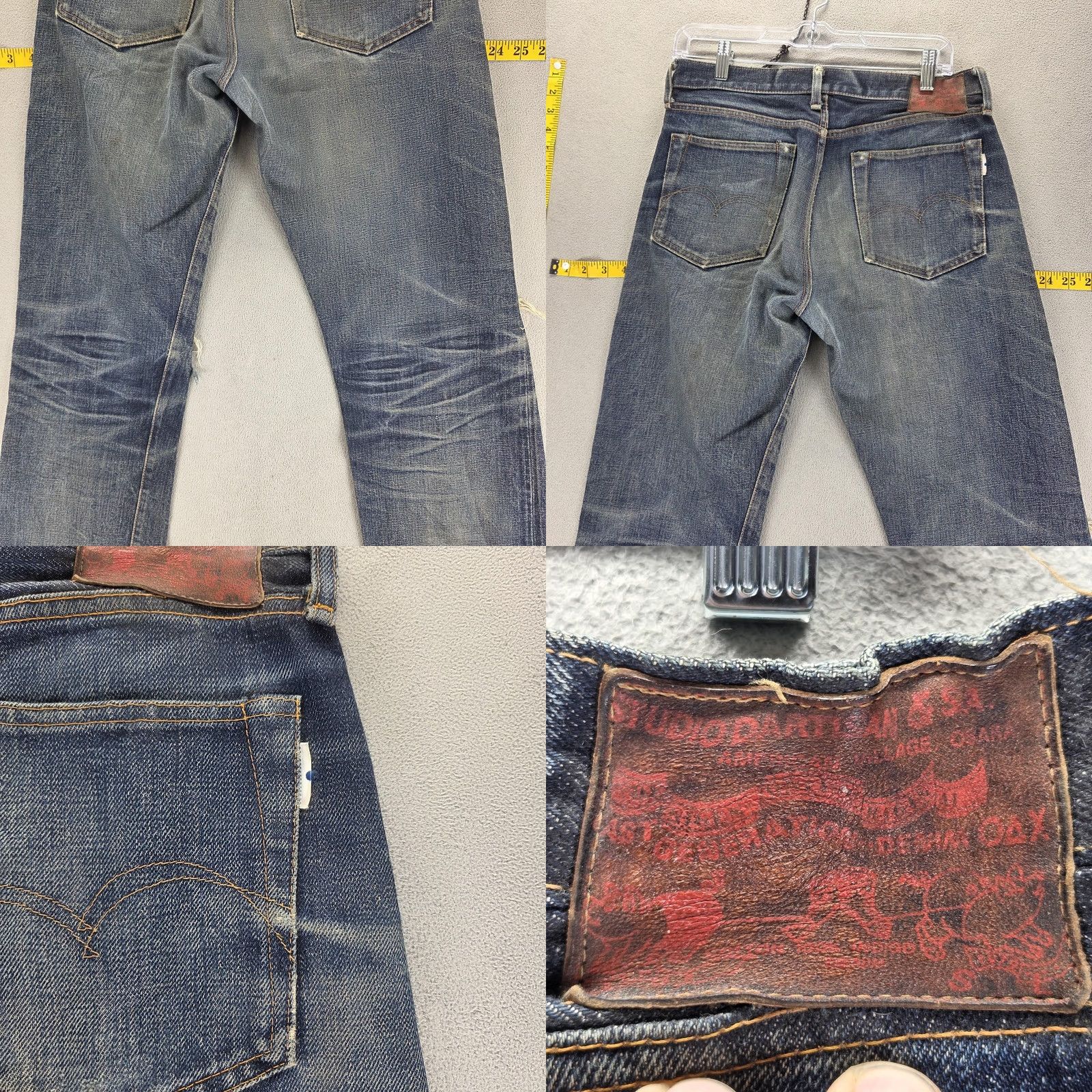 Studio D'Artisan Studio D Artisan Jeans Mens 31x31 SD-103 Selvedge Thrashed Whiskers Honeycomb Size US 31 - 10 Thumbnail