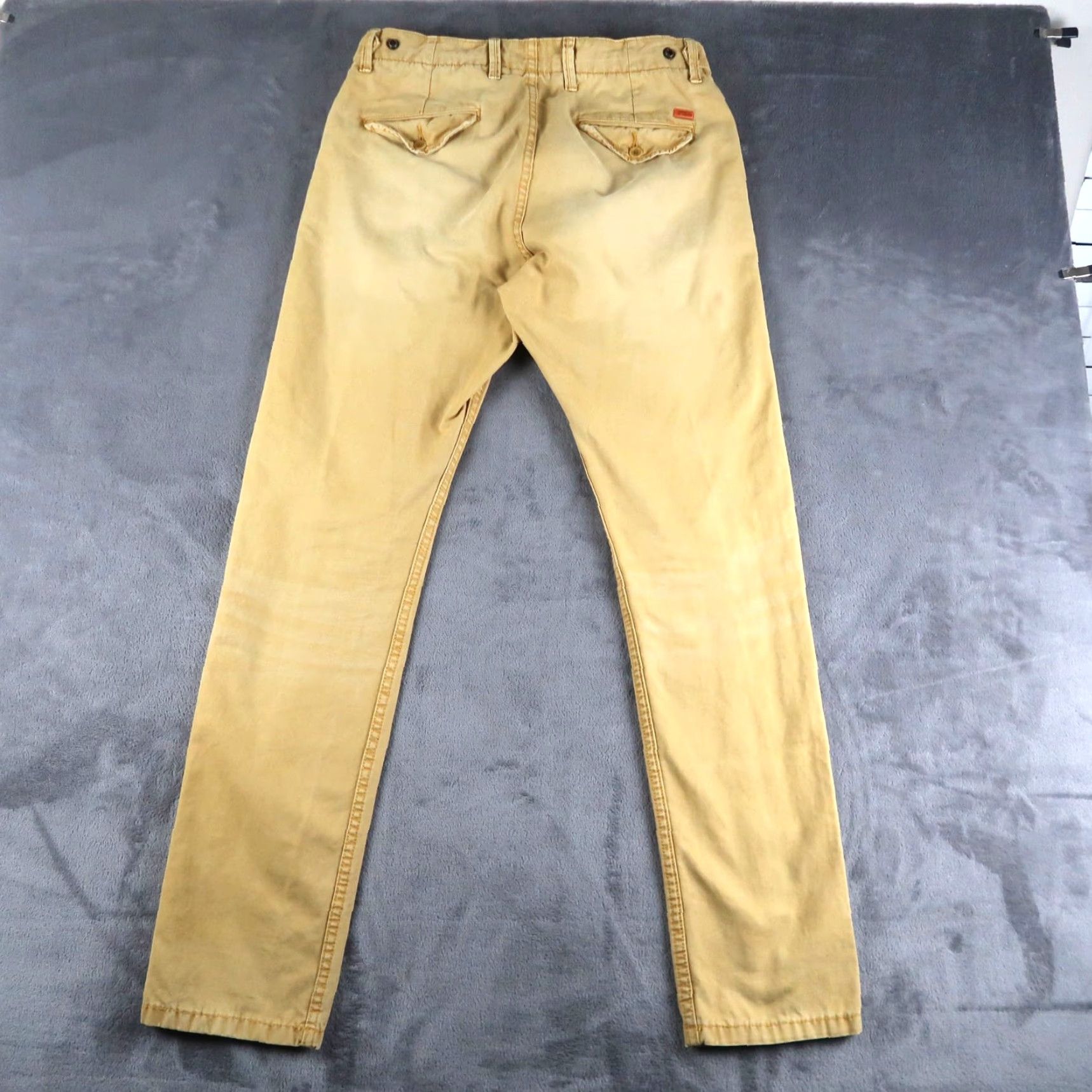 Scotch & Soda Scotch & Soda Men's Warren Cotton Blend Chino Pants Khaki Size 31x32 Slim Flat Front Casual Preppy Logo Slash Pocket Straight Mens Size US 31 - 2 Thumbnail