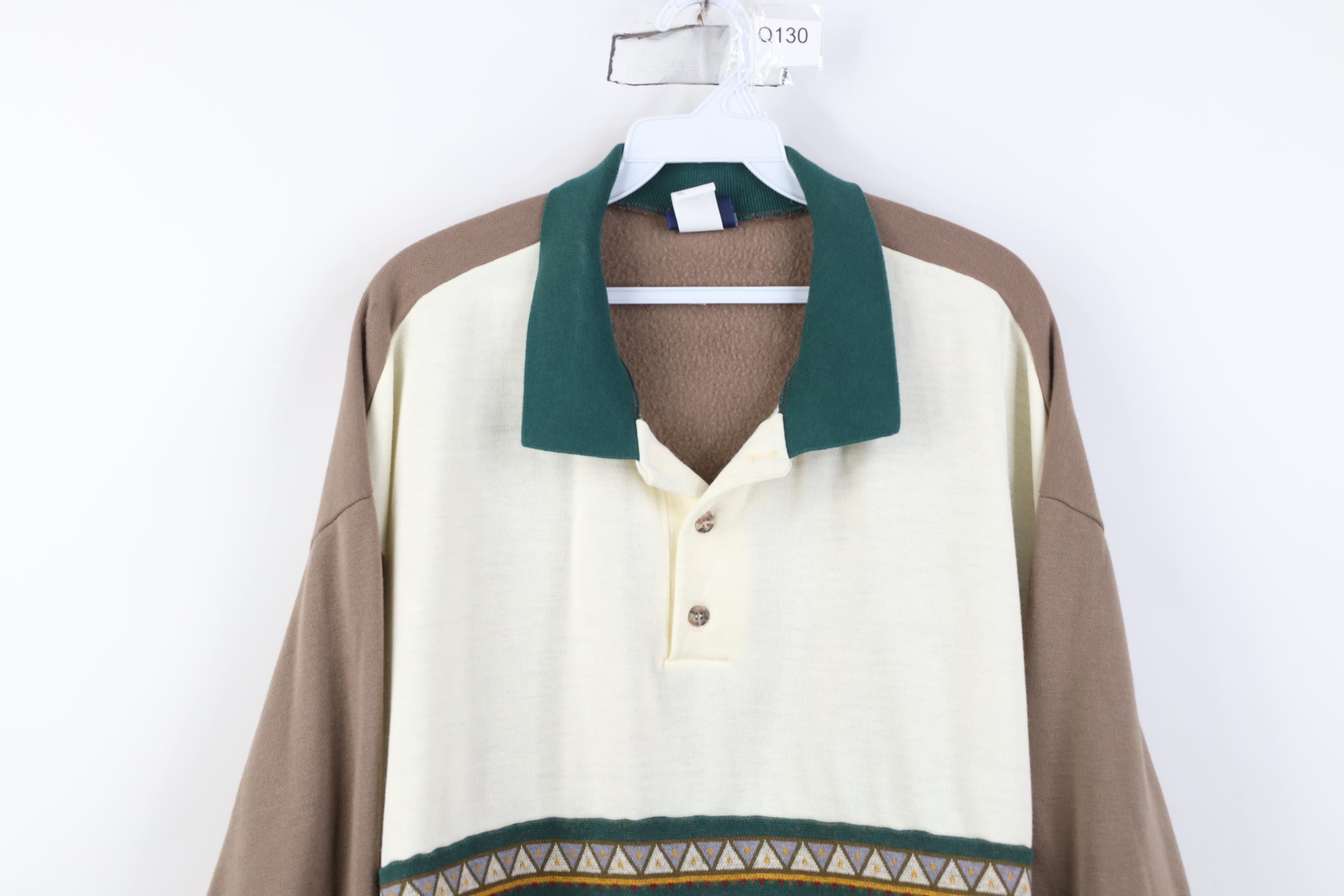 Vintage Vintage 90s Streetwear Fair Isle Collared Sweatshirt USA Size US XXL / EU 58 / 5 - 2 Thumbnail