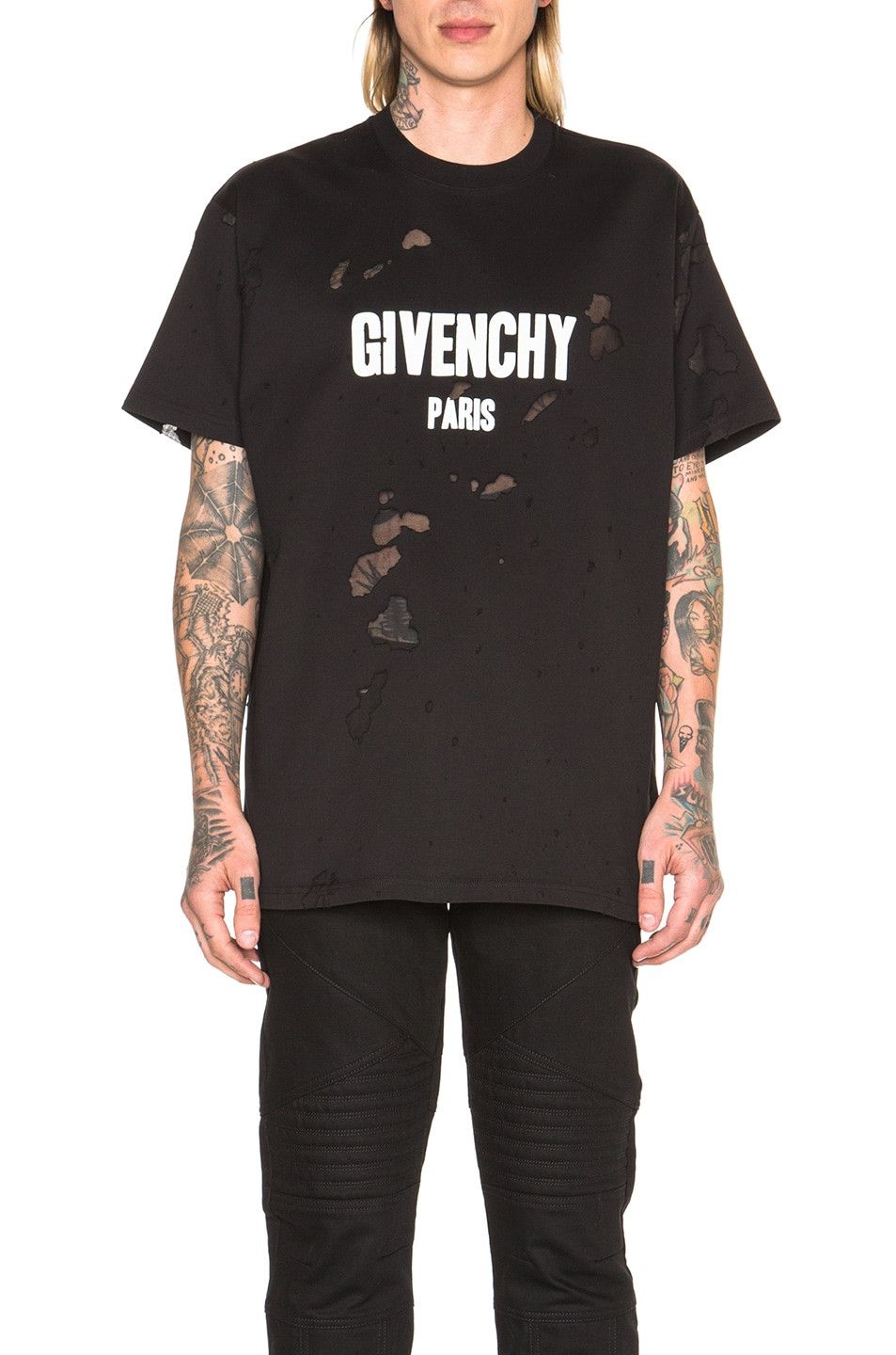 Givenchy Black Destroyed Logo Oversized T-Shirt Size US L / EU 52-54 / 3 - 2 Thumbnail