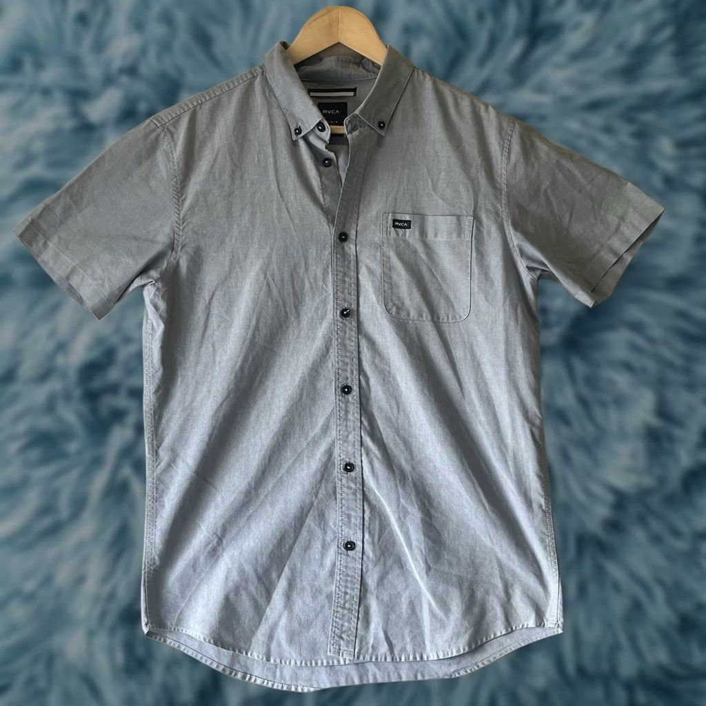 RVCA RVCA Casual Button Up Short Sleeve Pocket Shirt Slim Fit Mens M Gray Size US M / EU 48-50 / 2 - 1 Thumbnail