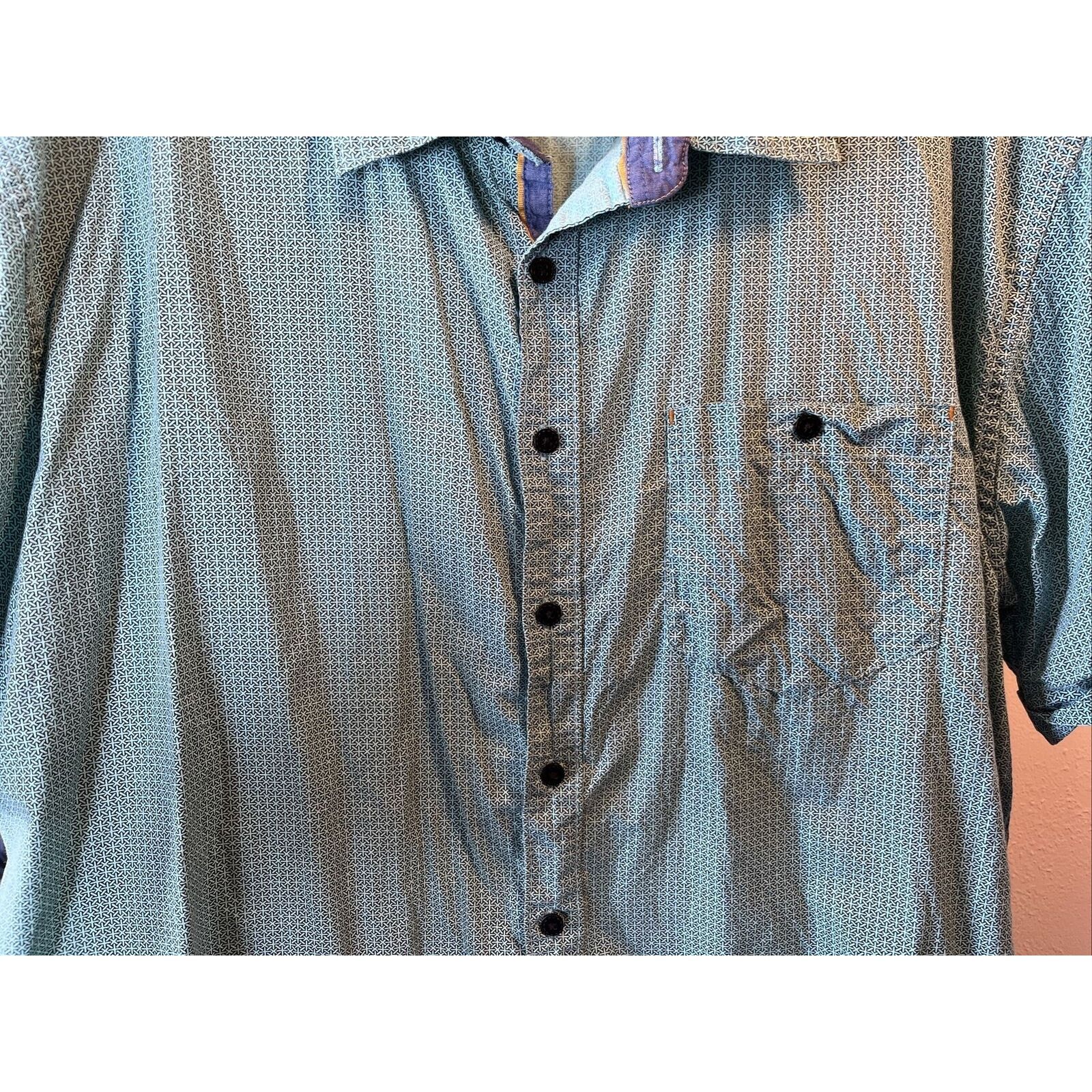 Other Across The Pond Men’s 3X Blue Green Button Down Cotton Shirt Size US XXL / EU 58 / 5 - 6 Thumbnail