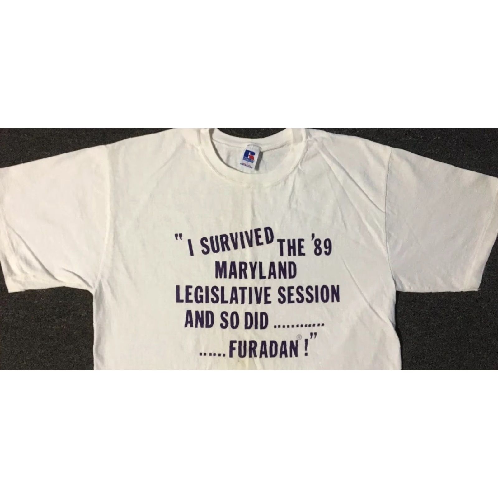 Vintage VINTAGE 80s Furadan Pesticide Maryland Legislation Shirt L Politics Funny Joke White Crew Neck Short Sleeve Size US L / EU 52-54 / 3 - 7 Thumbnail