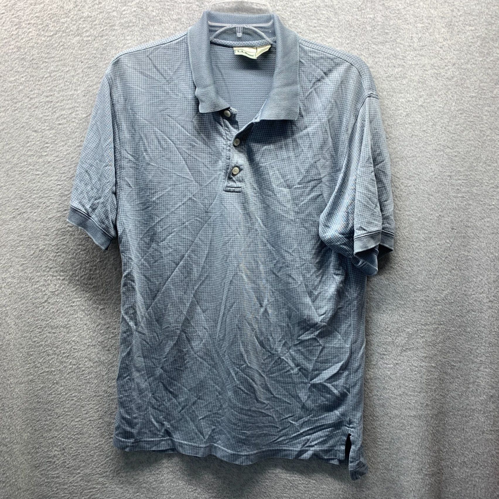 Vintage VINTAGE LL Bean Polo Shirt Mens Polo Shirt Adult Medium Blue Houndstooth 90s Lyocell Tencel Lightweight Breathable Golf Size US M / EU 48-50 / 2 - 2 Thumbnail