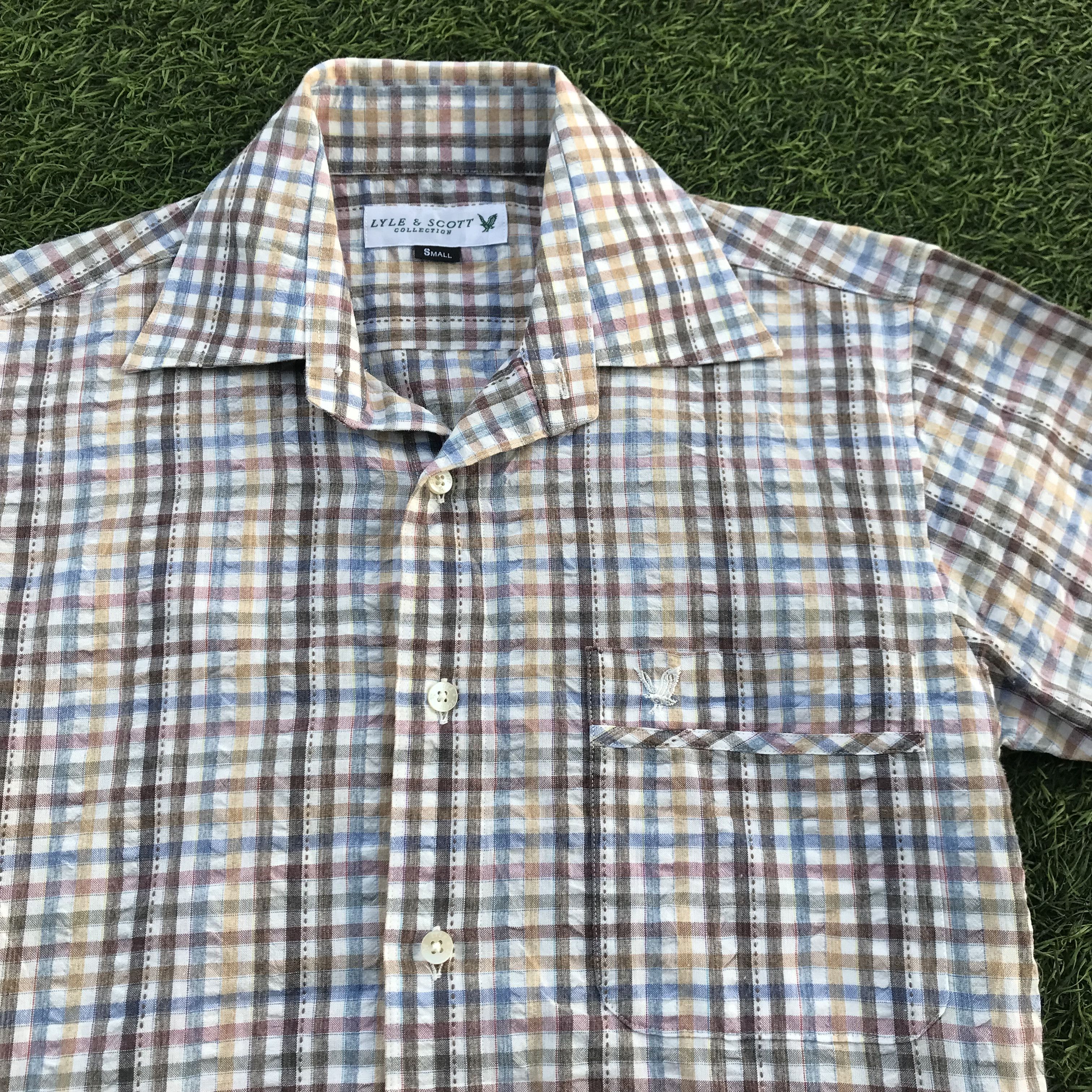 Lyle & Scott × Vintage Vintage Lyle And Scott open colar Shirt short sleeve Size US S / EU 44-46 / 1 - 13 Thumbnail