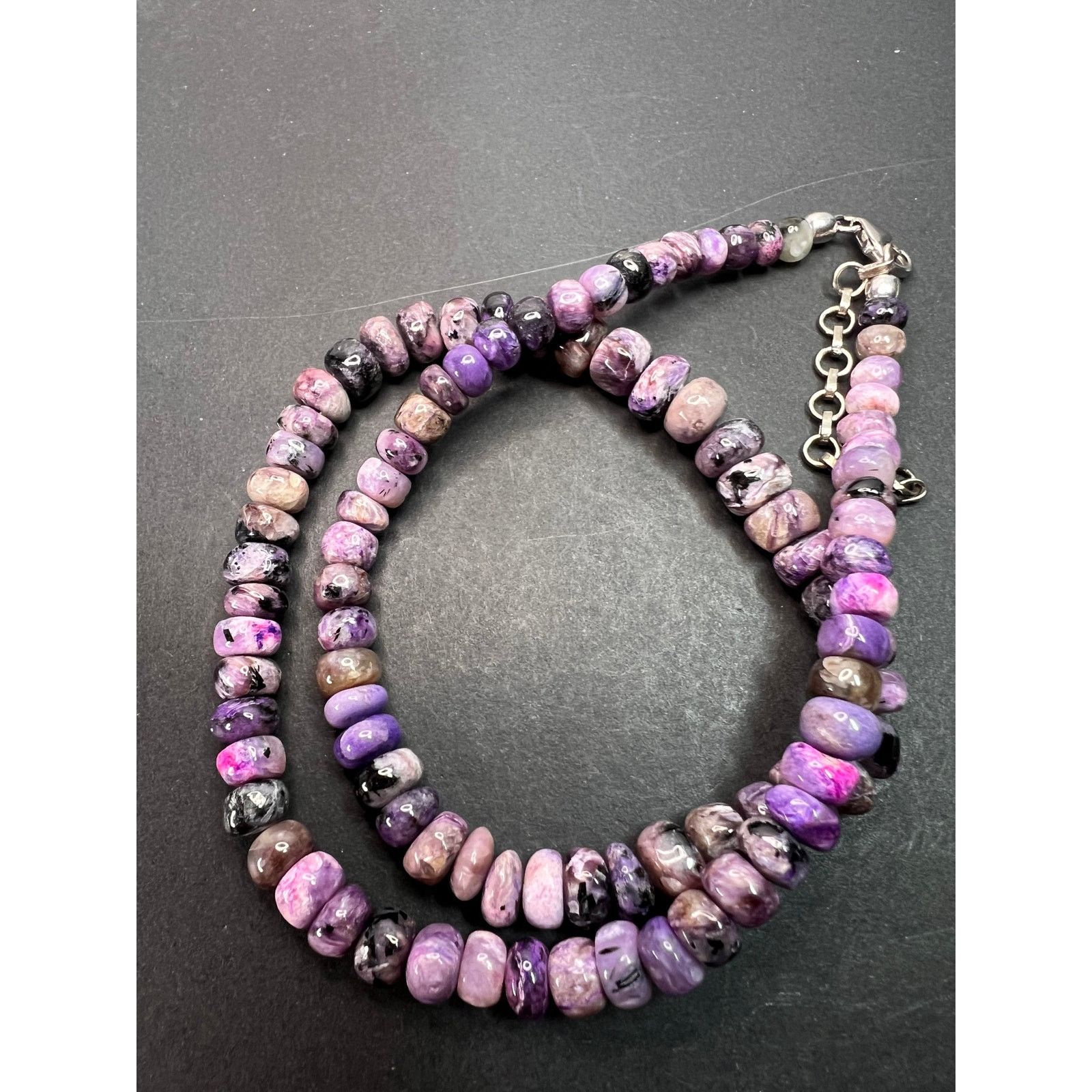 Other NEW Charoite rondelle beaded 18 inch necklace with 925 clasp Size ONE SIZE - 2 Thumbnail