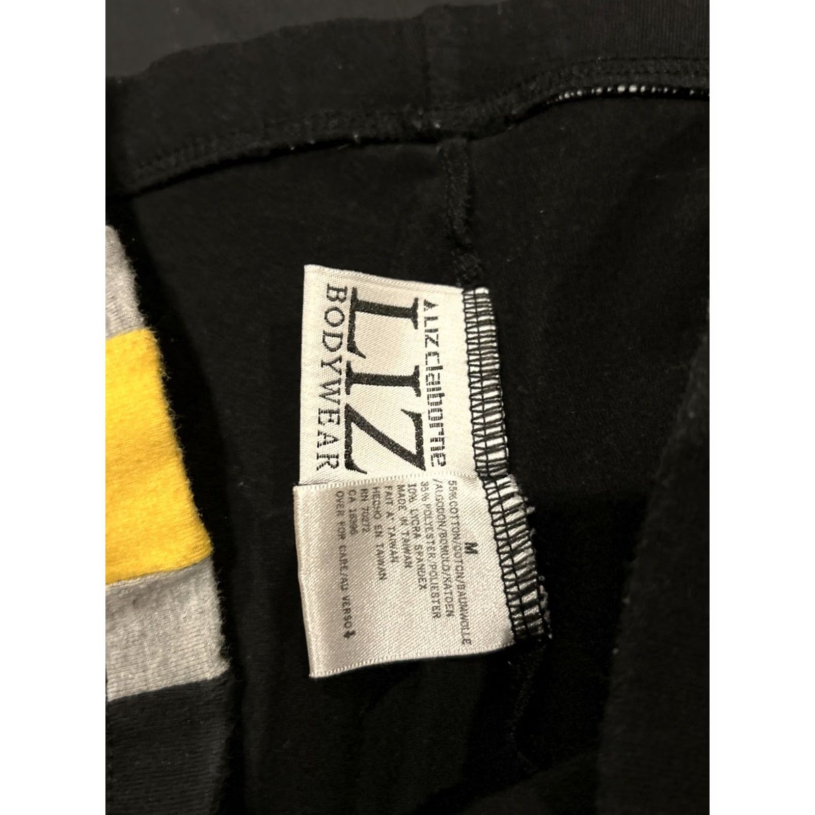 Liz Claiborne Vtg 90s Liz Claiborne Black Yellow Gray Women’s Pants Tapered Ankle 90s Casual Elastic Waist M inseam 26.5” Size 32" / US 10 / IT 46 - 2 Thumbnail