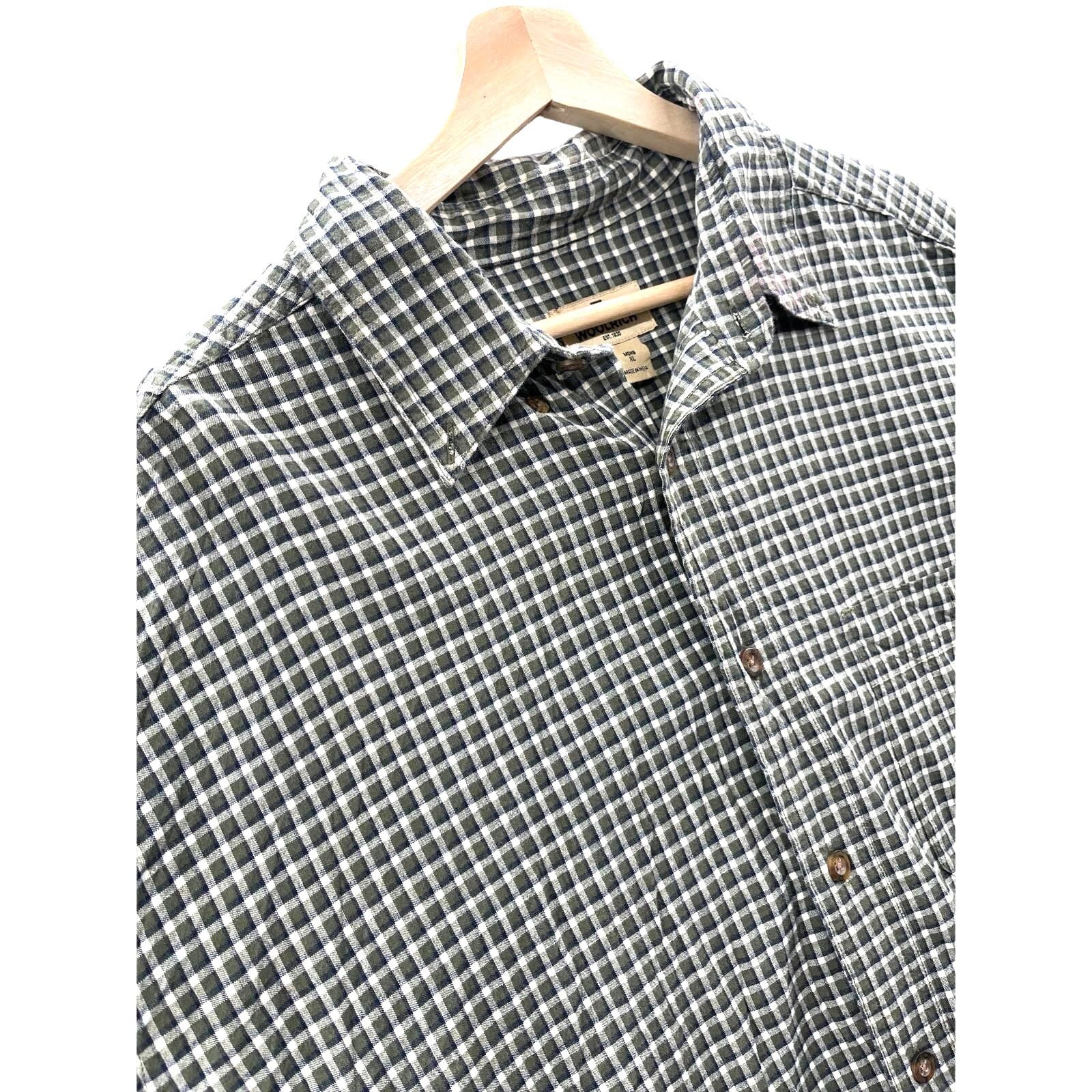 Vintage × Woolrich Woolen Mills Woolrich Men's Green Micro Check Button Down L/S Shirt Size US XL / EU 56 / 4 - 4 Thumbnail